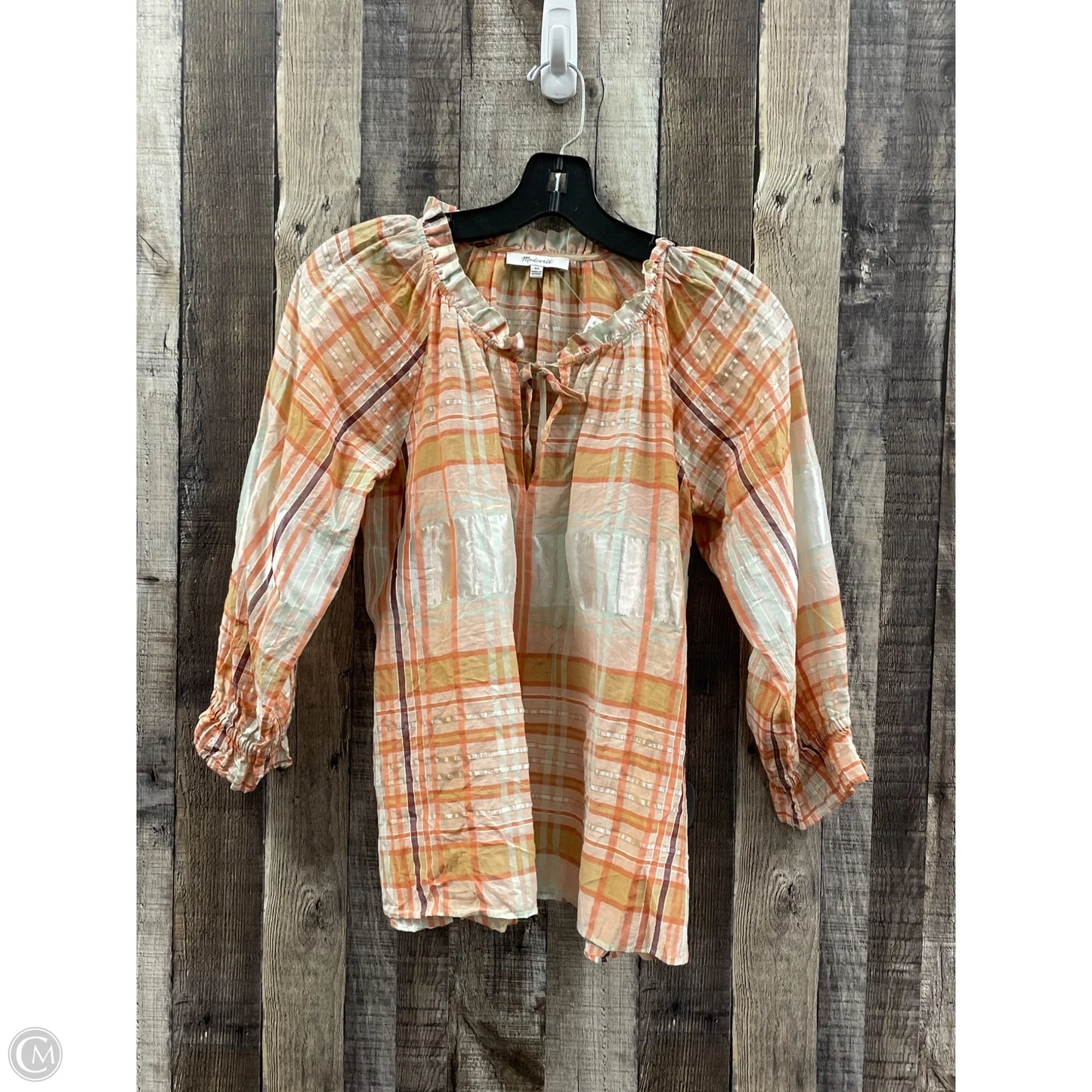 Top 3/4 Sleeve By Madewell In Multi-colored, Size: Xs