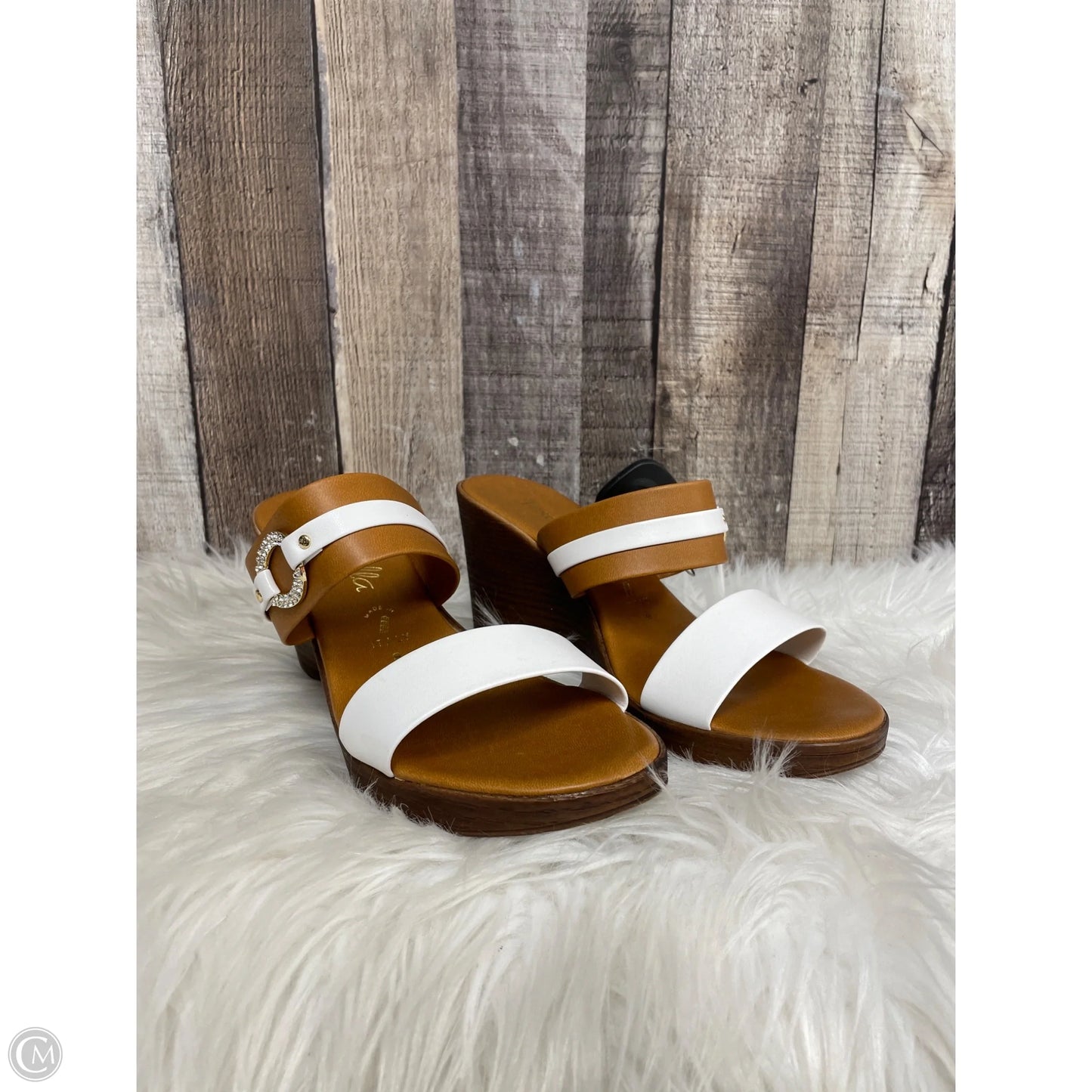 Sandals Heels Wedge By Cme In White, Size: 8