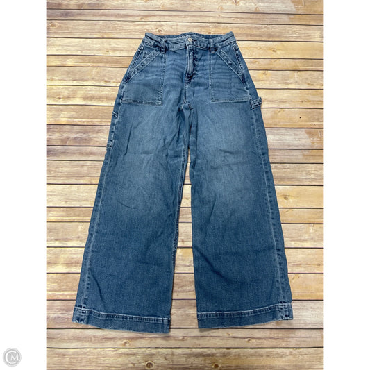 Jeans Wide Leg By American Eagle In Blue Denim, Size: 4