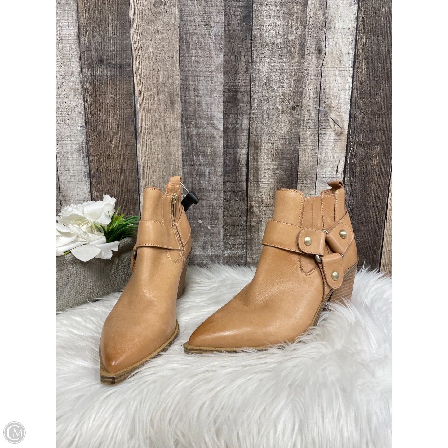 Boots Ankle Heels By Vince Camuto In Tan, Size: 7.5