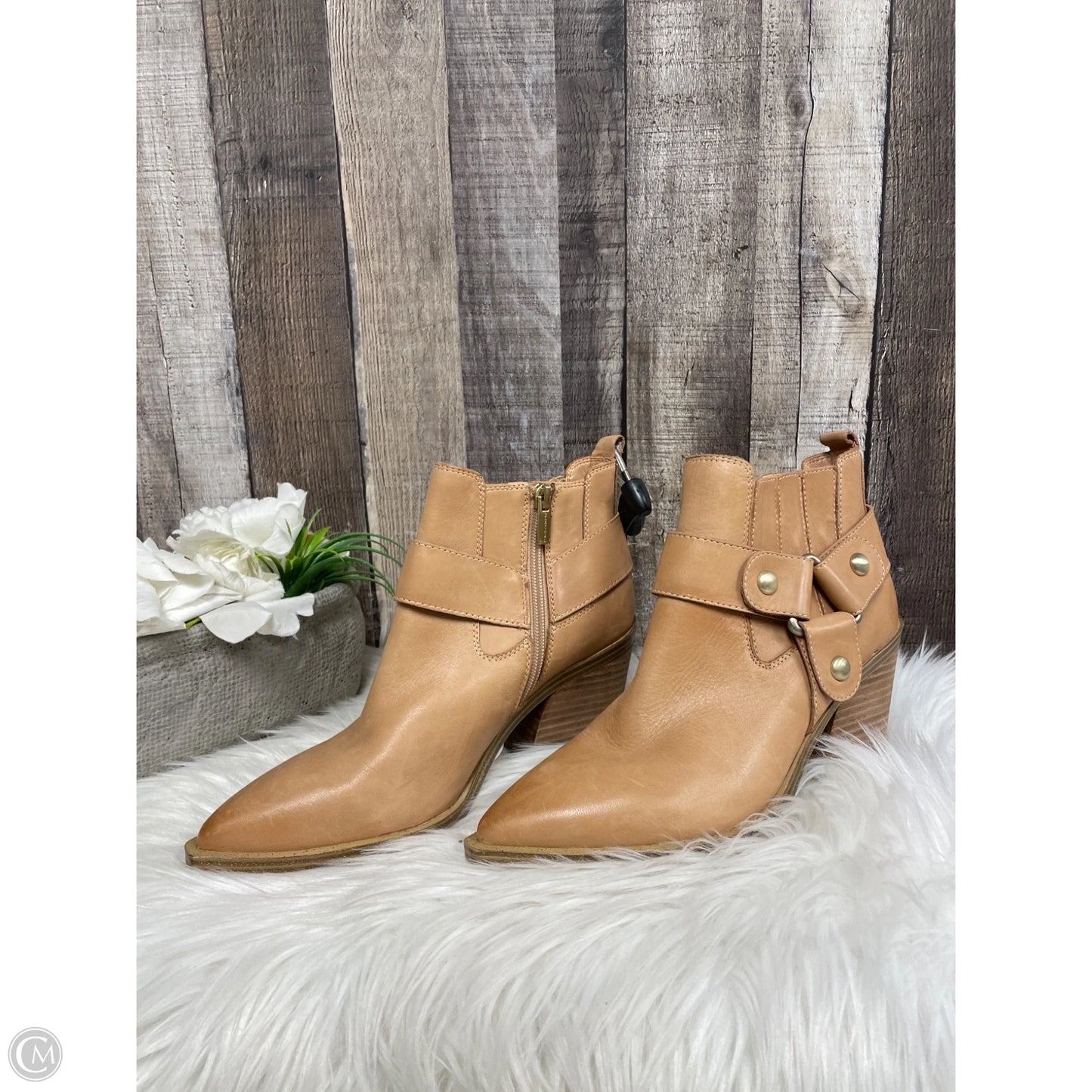 Boots Ankle Heels By Vince Camuto In Tan, Size: 7.5