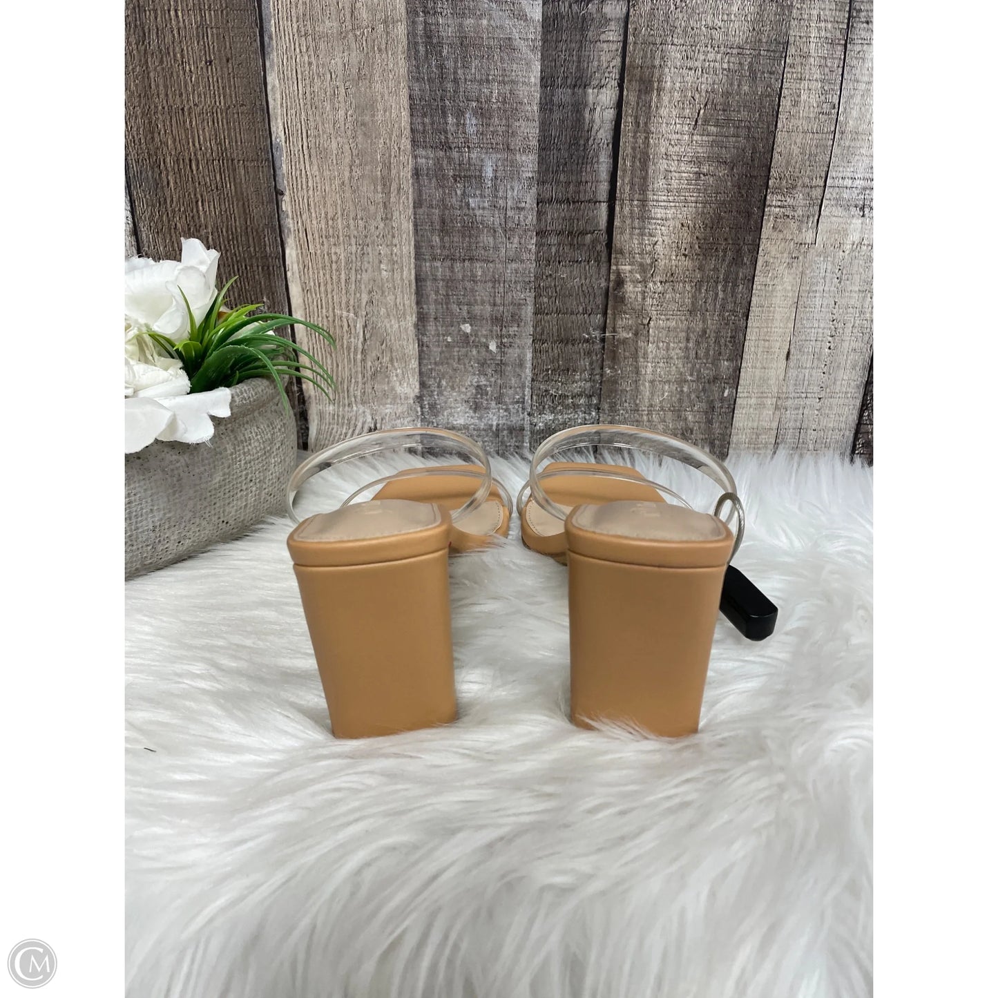 Sandals Heels Block By The Drop In Clear, Size: 6.5