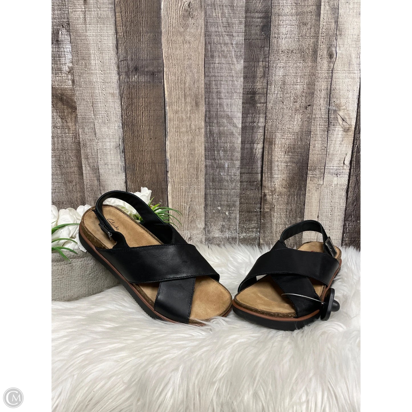 Sandals Flats By Clarks In Black, Size: 8