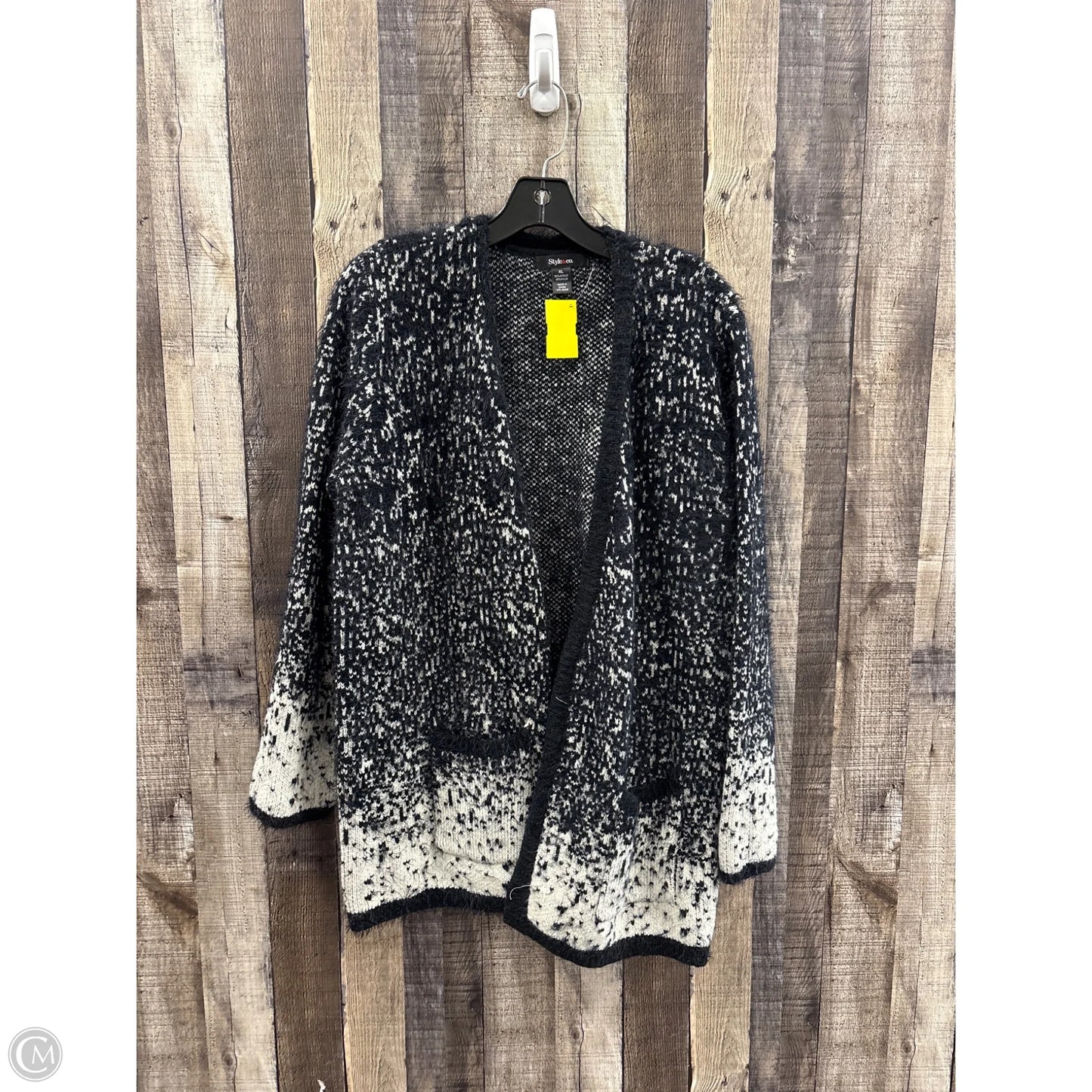 Sweater Cardigan By Style And Company In Black & White, Size: Xl