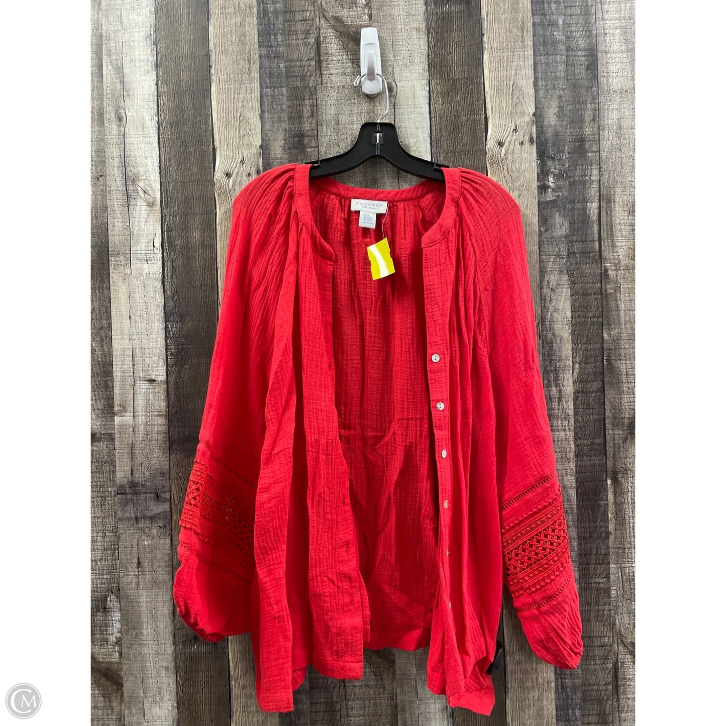 Top Long Sleeve By Calypso St Barth In Red, Size: 3x