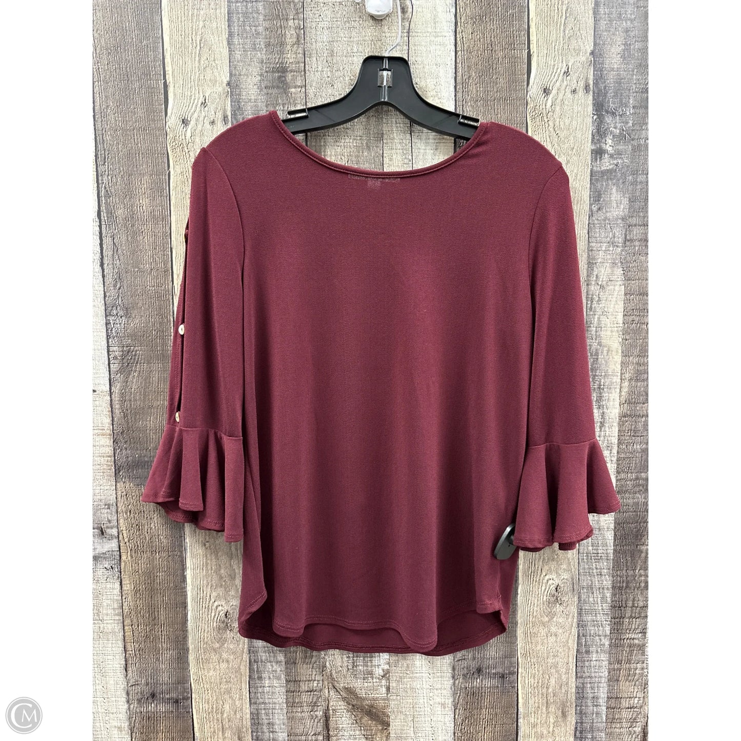Top 3/4 Sleeve By Green Envelope In Maroon, Size: S