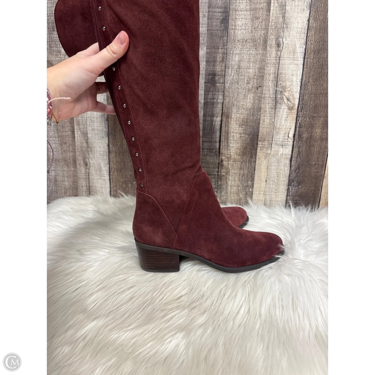 Boots Over-the-knee Heels By Vince Camuto In Maroon, Size: 6