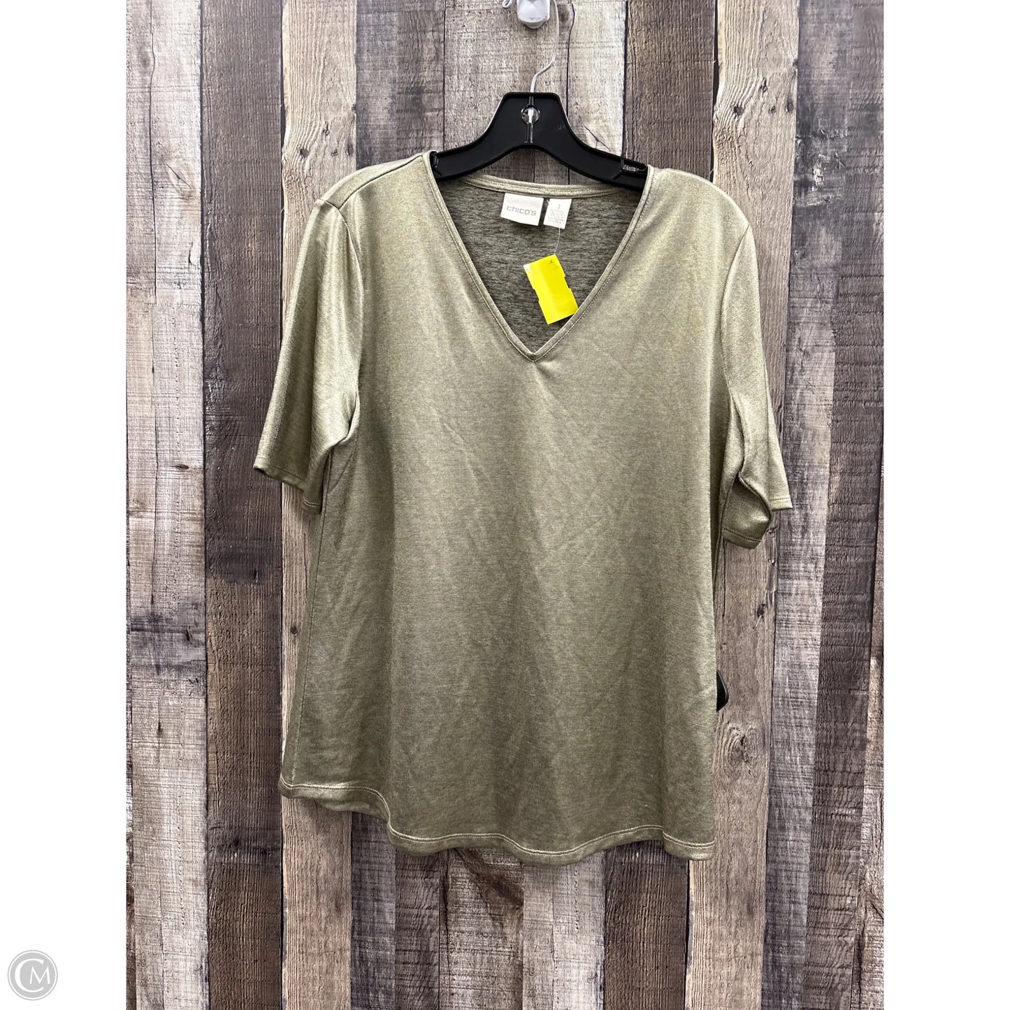Top Short Sleeve By Chicos In Grey, Size: M