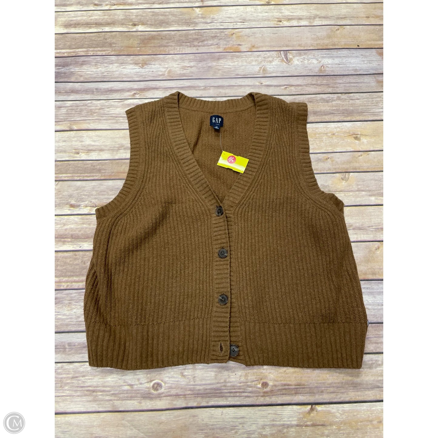 Vest Sweater By Gap In Brown, Size: M