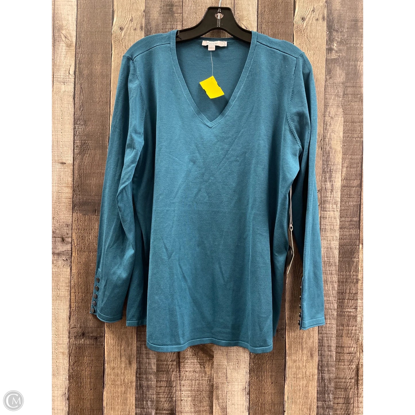 Top Long Sleeve By Chicos In Teal, Size: Xl