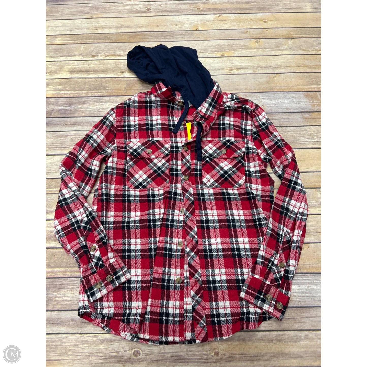 Top Long Sleeve By Cme In Plaid Pattern, Size: S