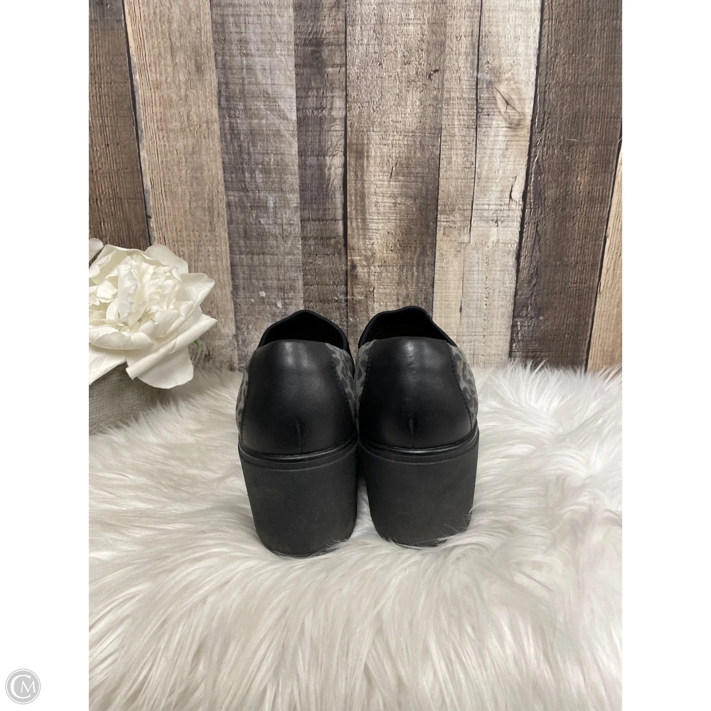 Shoes Heels Wedge By Clarks In Black & Grey, Size: 9