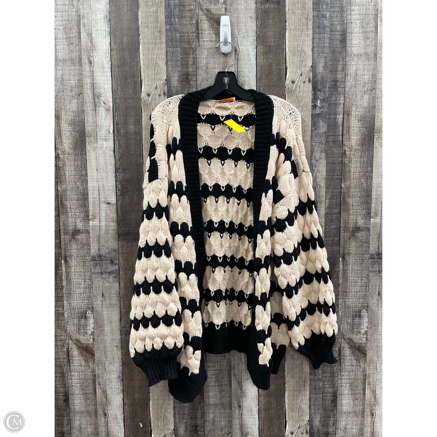 Sweater Cardigan By Kirundo In Black & Tan, Size: Xl