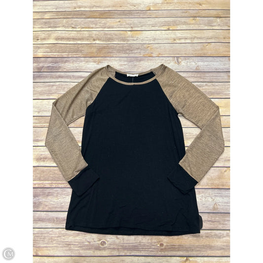 Top Long Sleeve By Twenty Second In Black & Tan, Size: S