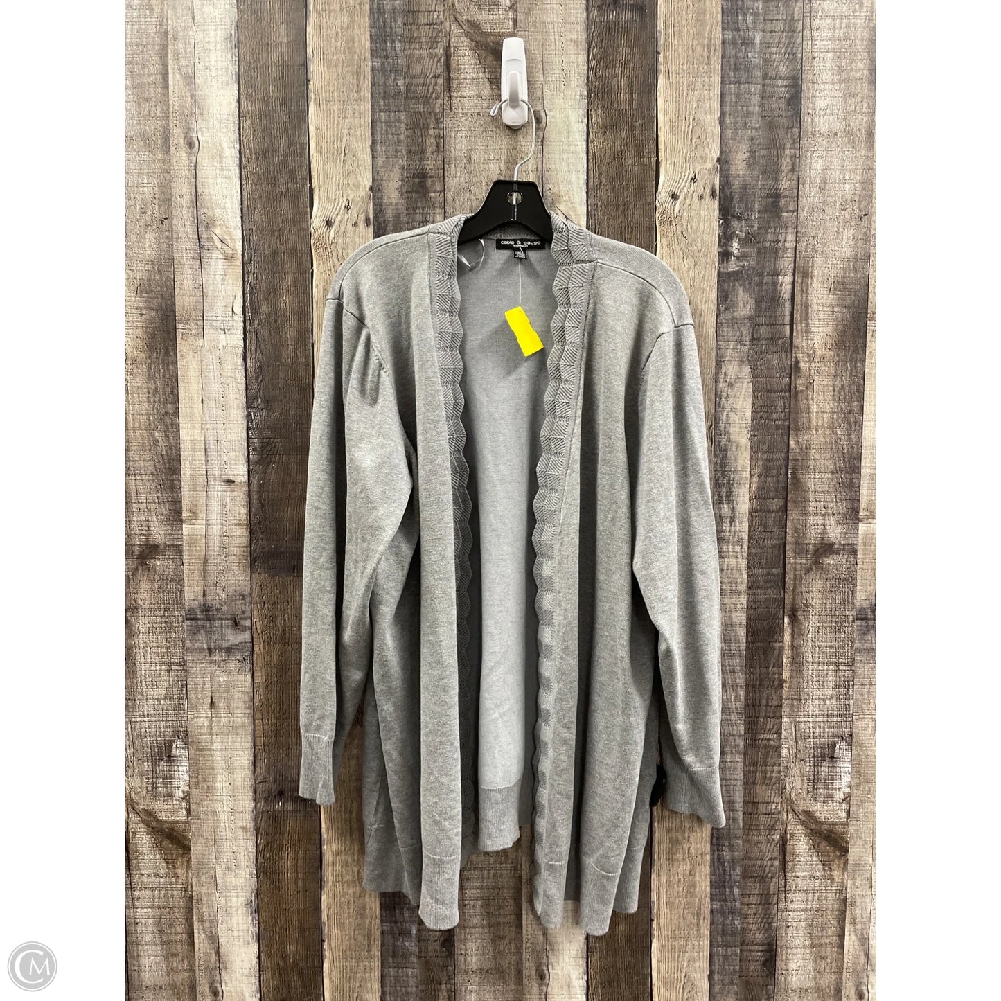 Sweater Cardigan By Cable And Gauge In Grey, Size: 2x