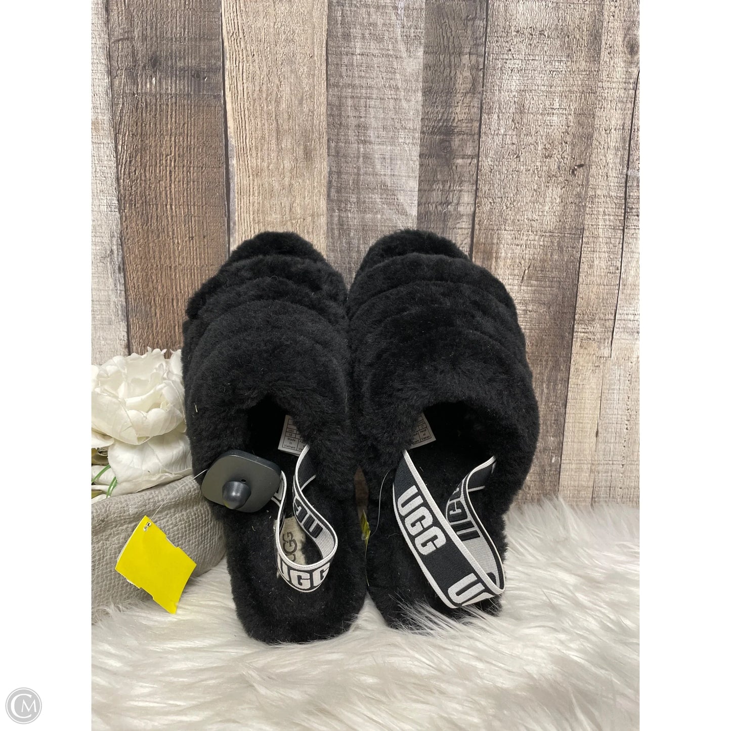 Slippers Designer By Ugg In Black, Size: 10