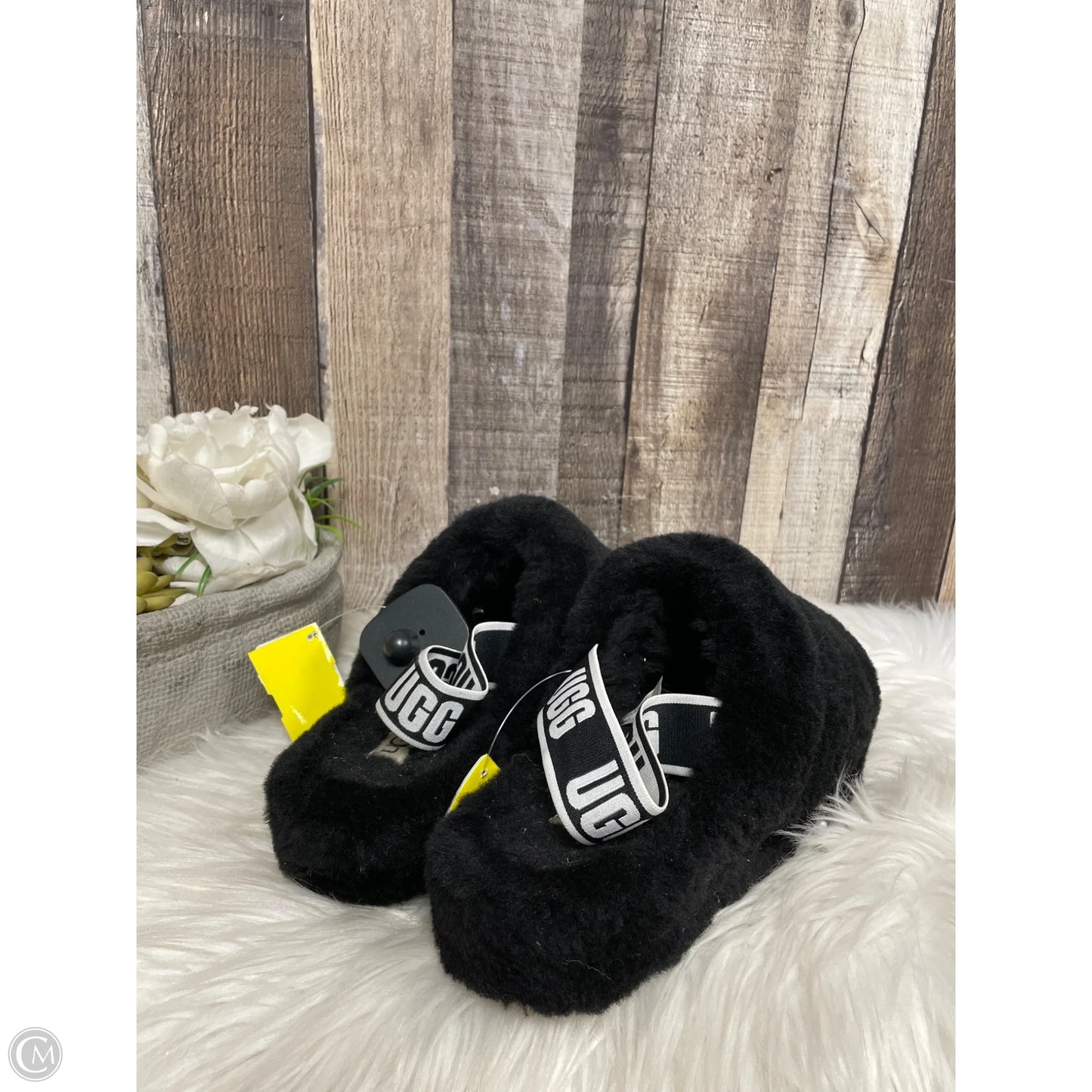 Slippers Designer By Ugg In Black, Size: 10