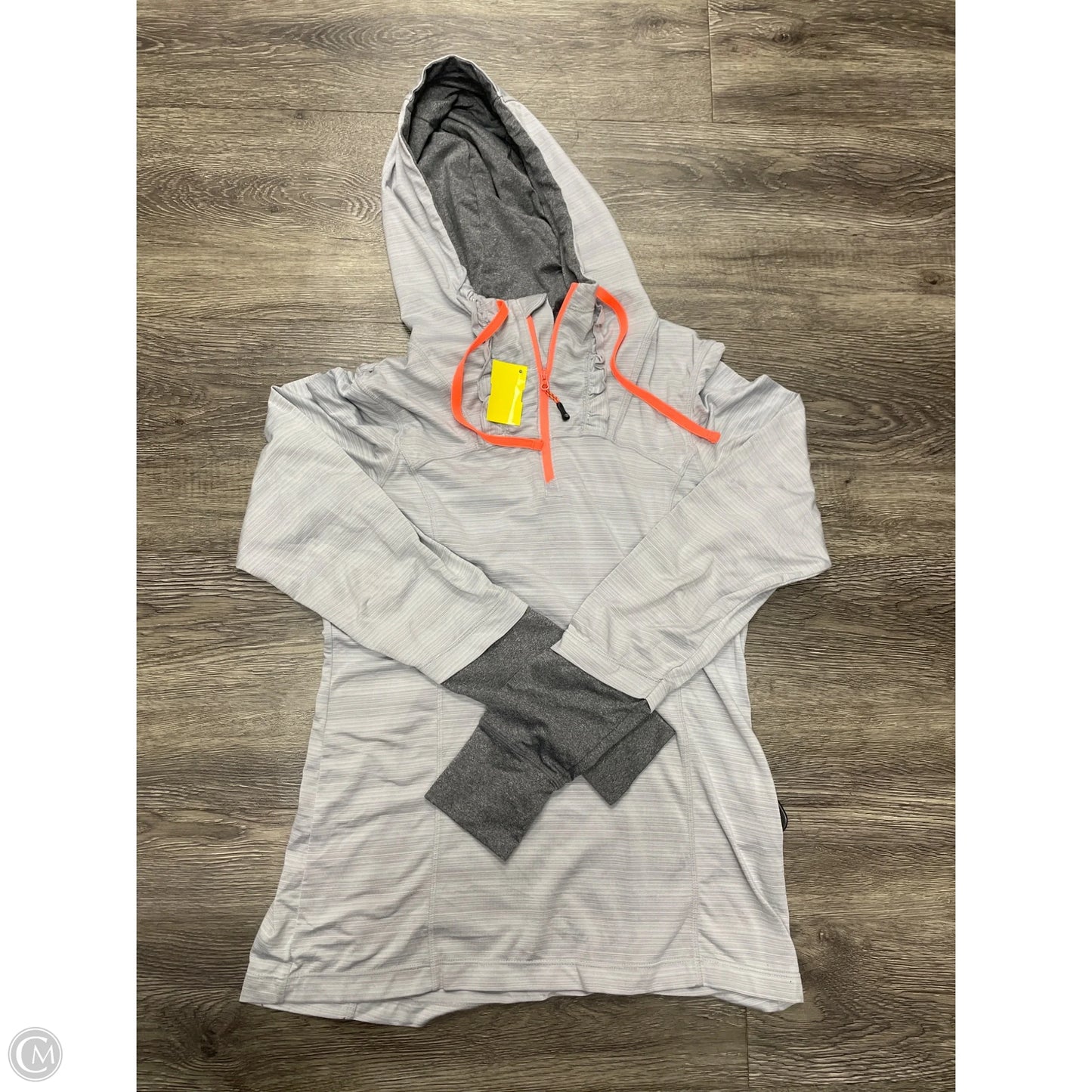 Athletic Top Long Sleeve Hoodie By Mpg In Grey, Size: M