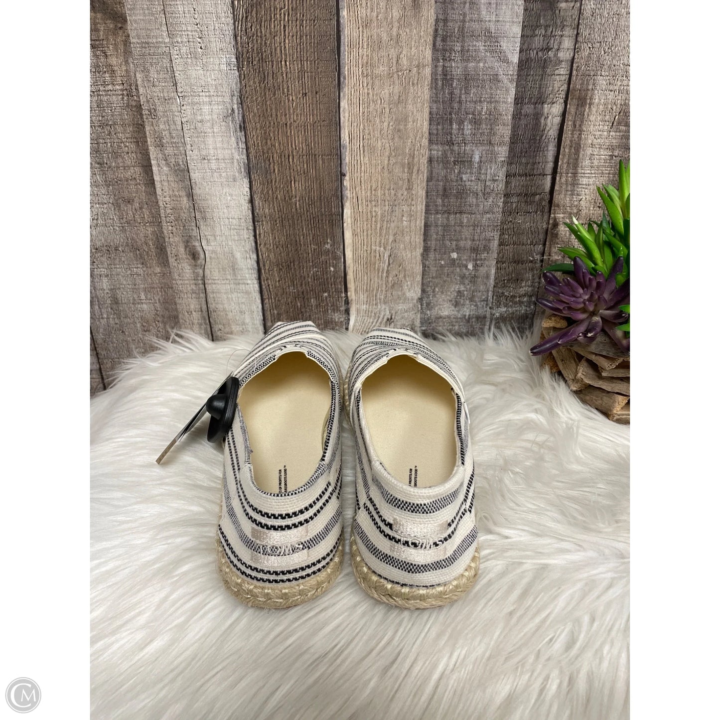 Shoes Flats By Toms In Black & White, Size: 9.5