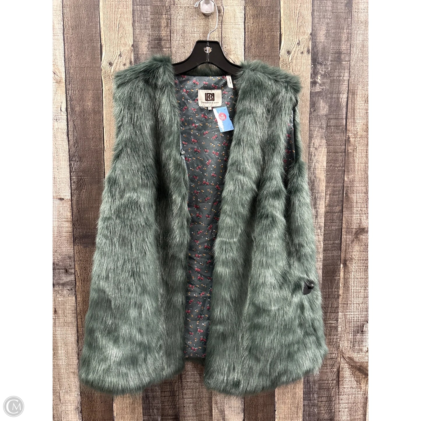 Vest Faux Fur & Sherpa By Laundry In Green, Size: L
