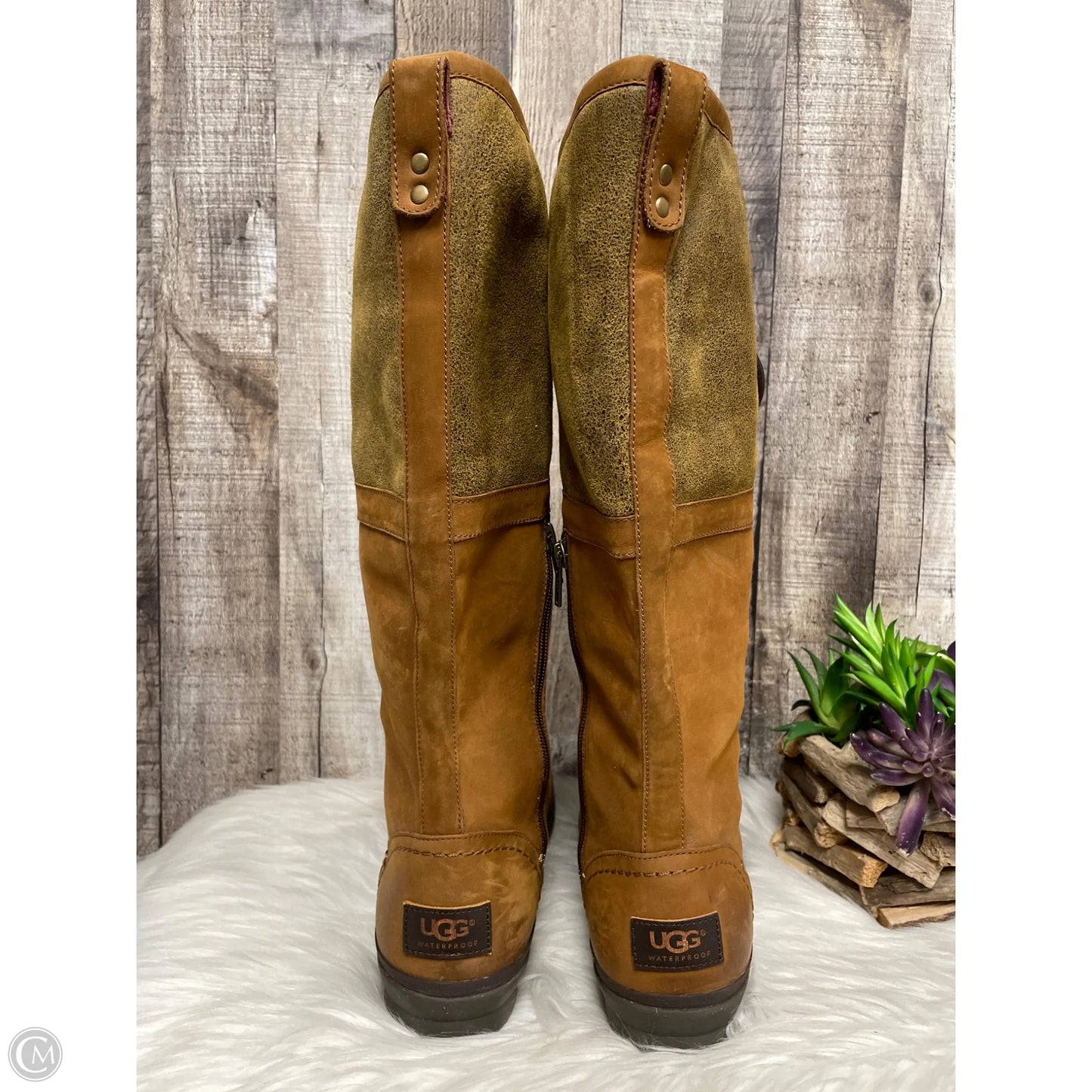 Boots Designer By Ugg In Brown, Size: 10