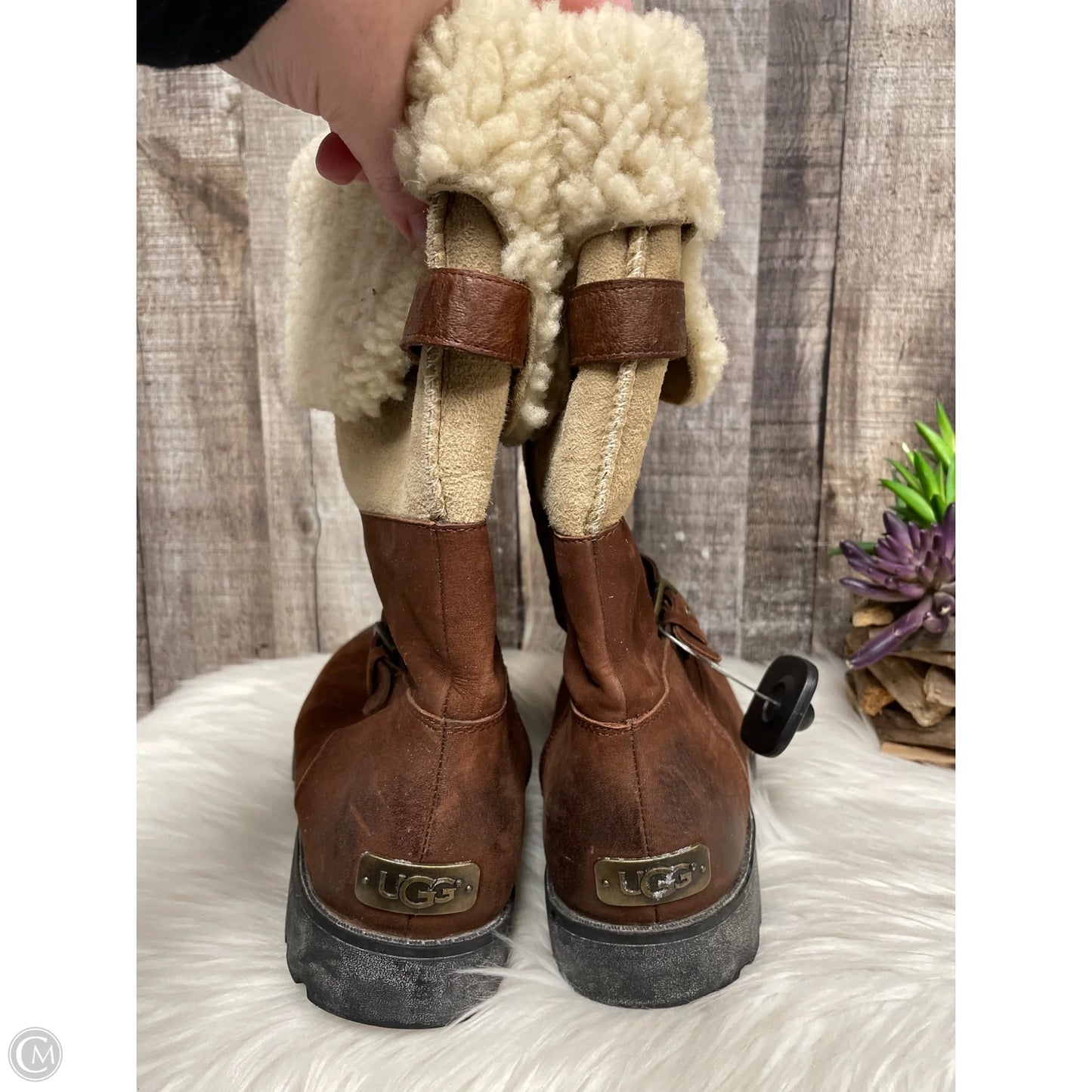 Boots Designer By Ugg In Brown, Size: 10