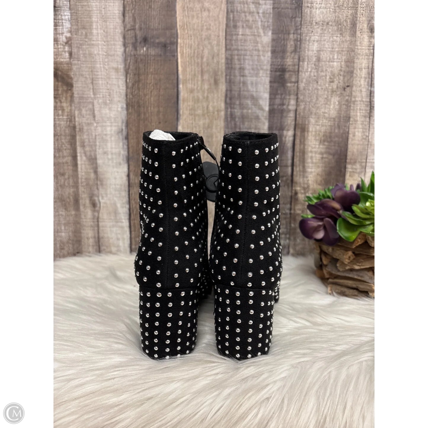 Boots Ankle Heels By Cme In Black & Silver, Size: 7.5