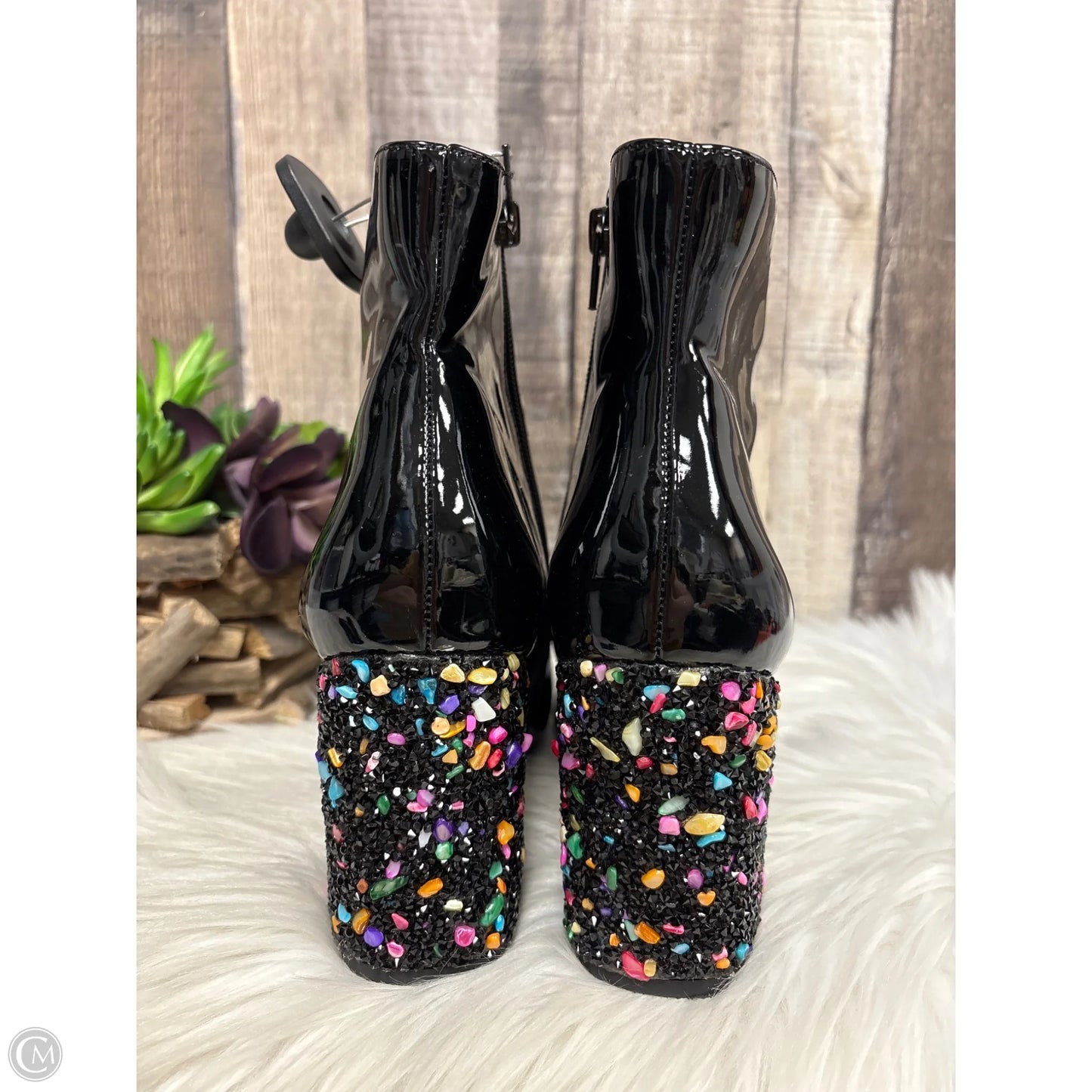 Boots Ankle Heels By Betsey Johnson In Black, Size: 8