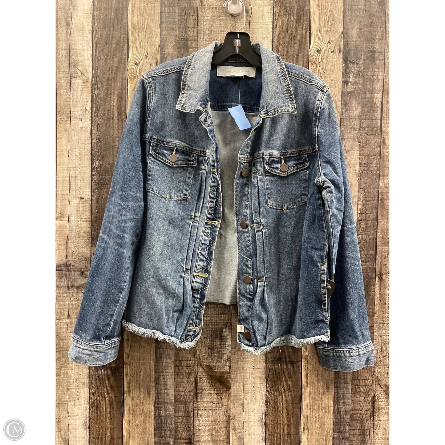 Jacket Denim By Treasure And Bond In Blue Denim, Size: L