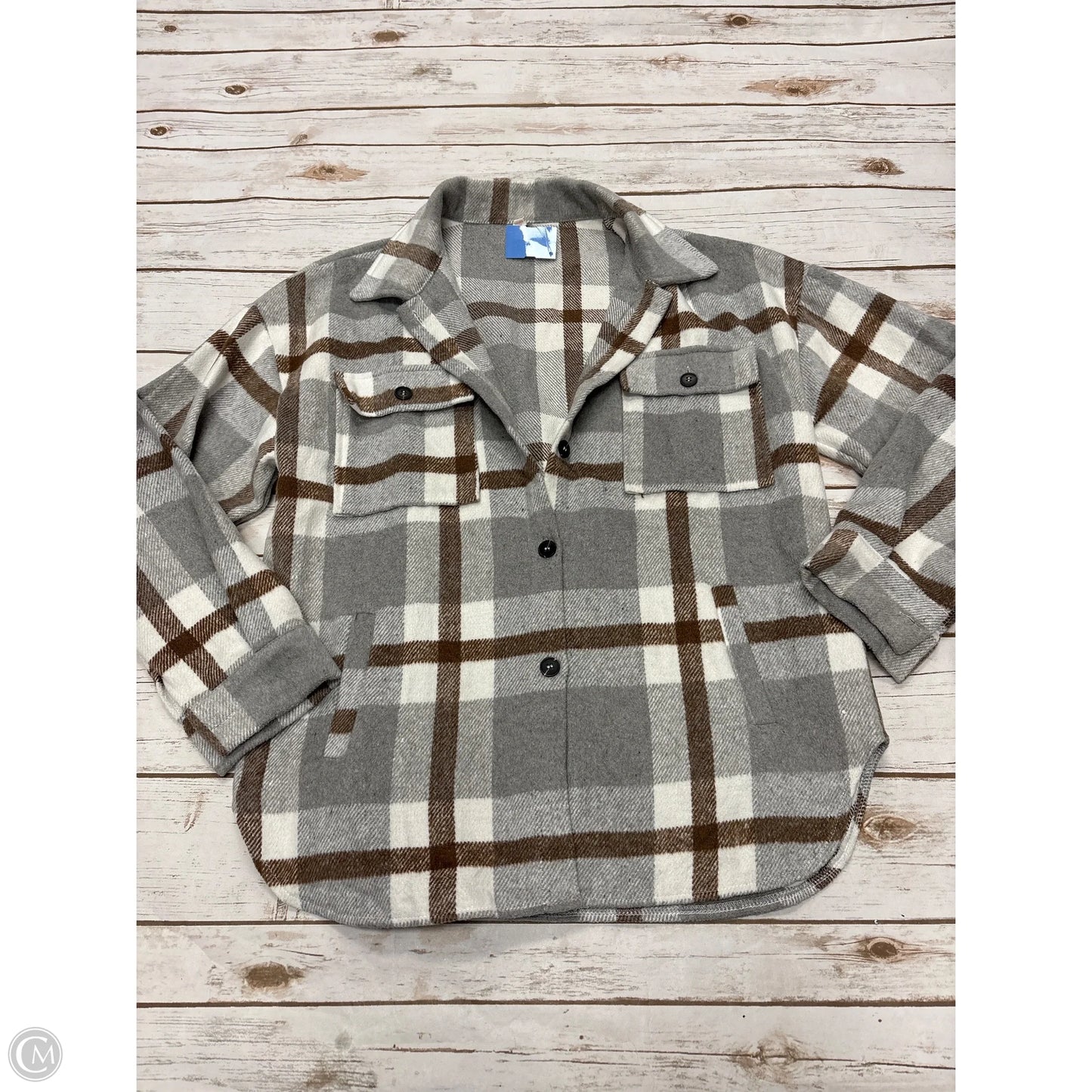 Jacket Shirt By Cme In Grey, Size: L