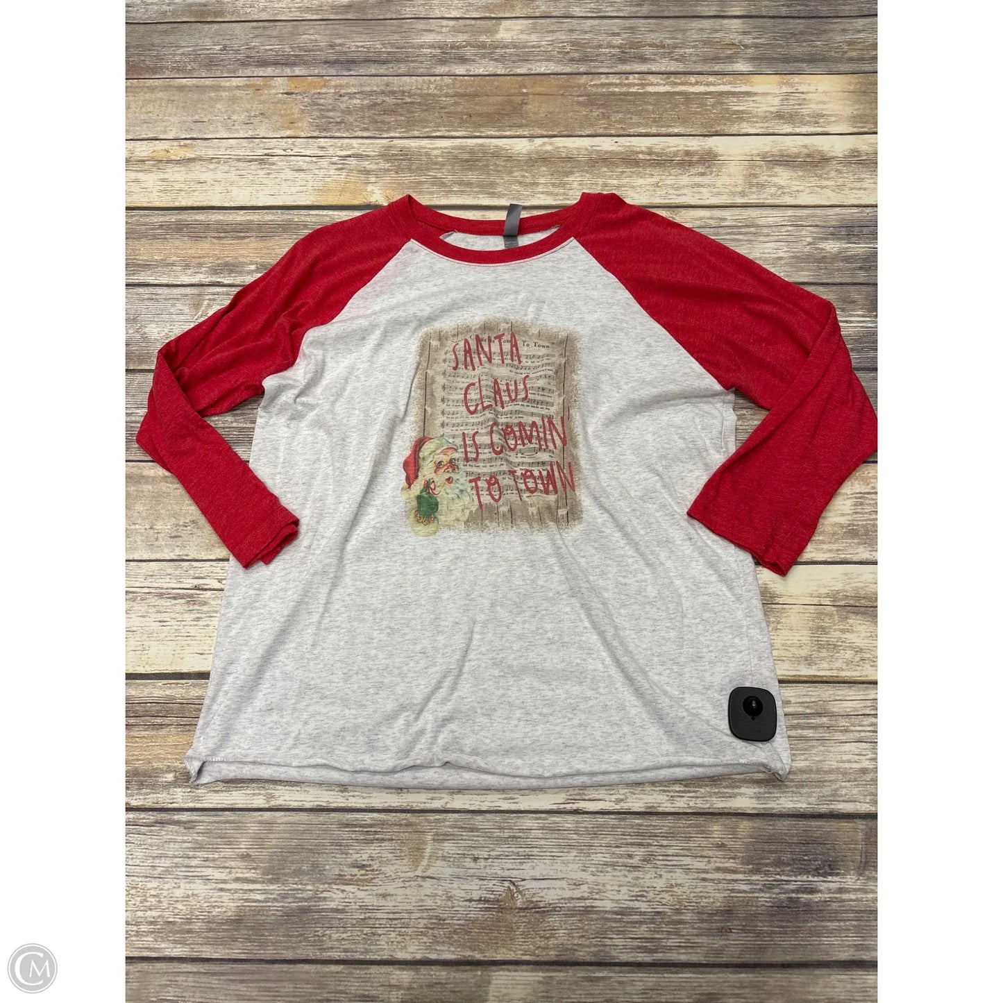 Top 3/4 Sleeve By Next Level In Grey & Red, Size: L