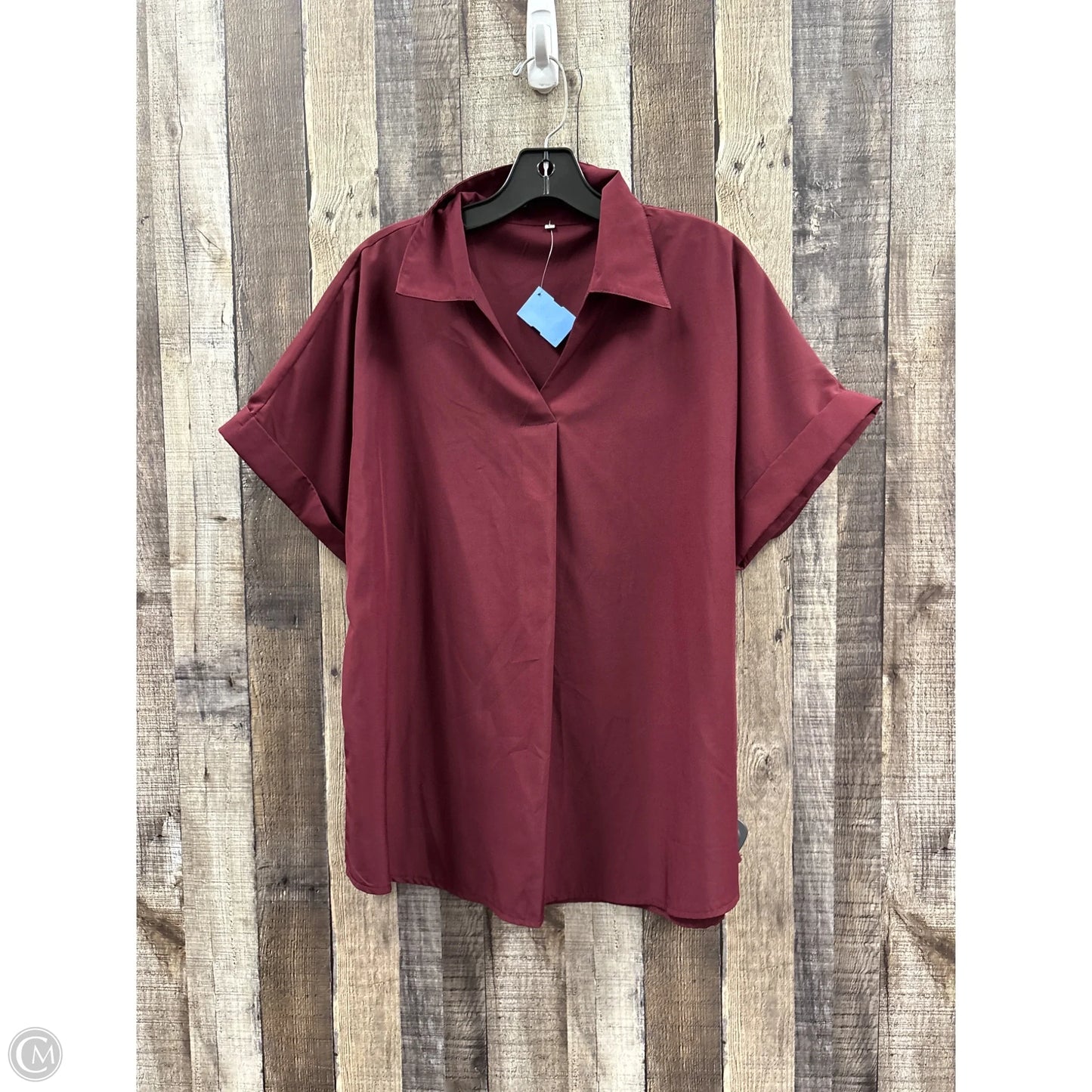 Top Short Sleeve By Cme In Maroon, Size: Xxl