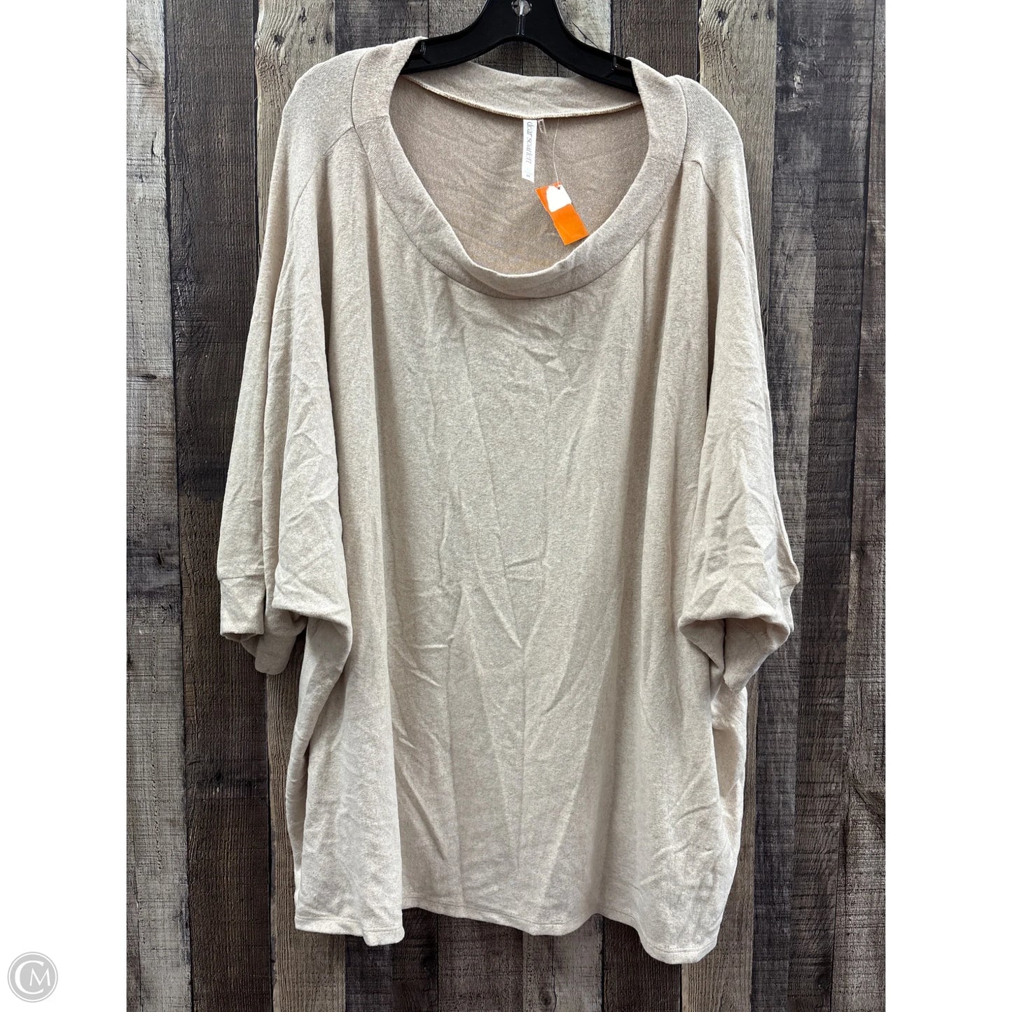Top Short Sleeve By Dear Scarlett In Beige, Size: 2x