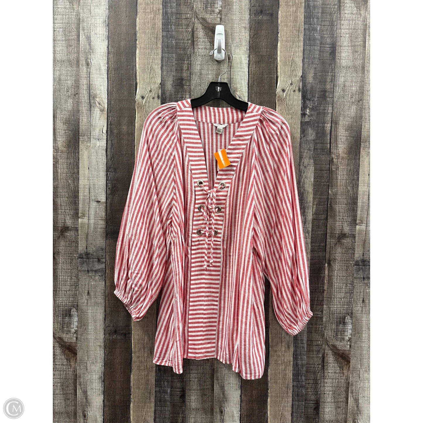 Top 3/4 Sleeve By Cato In Striped Pattern, Size: 1x