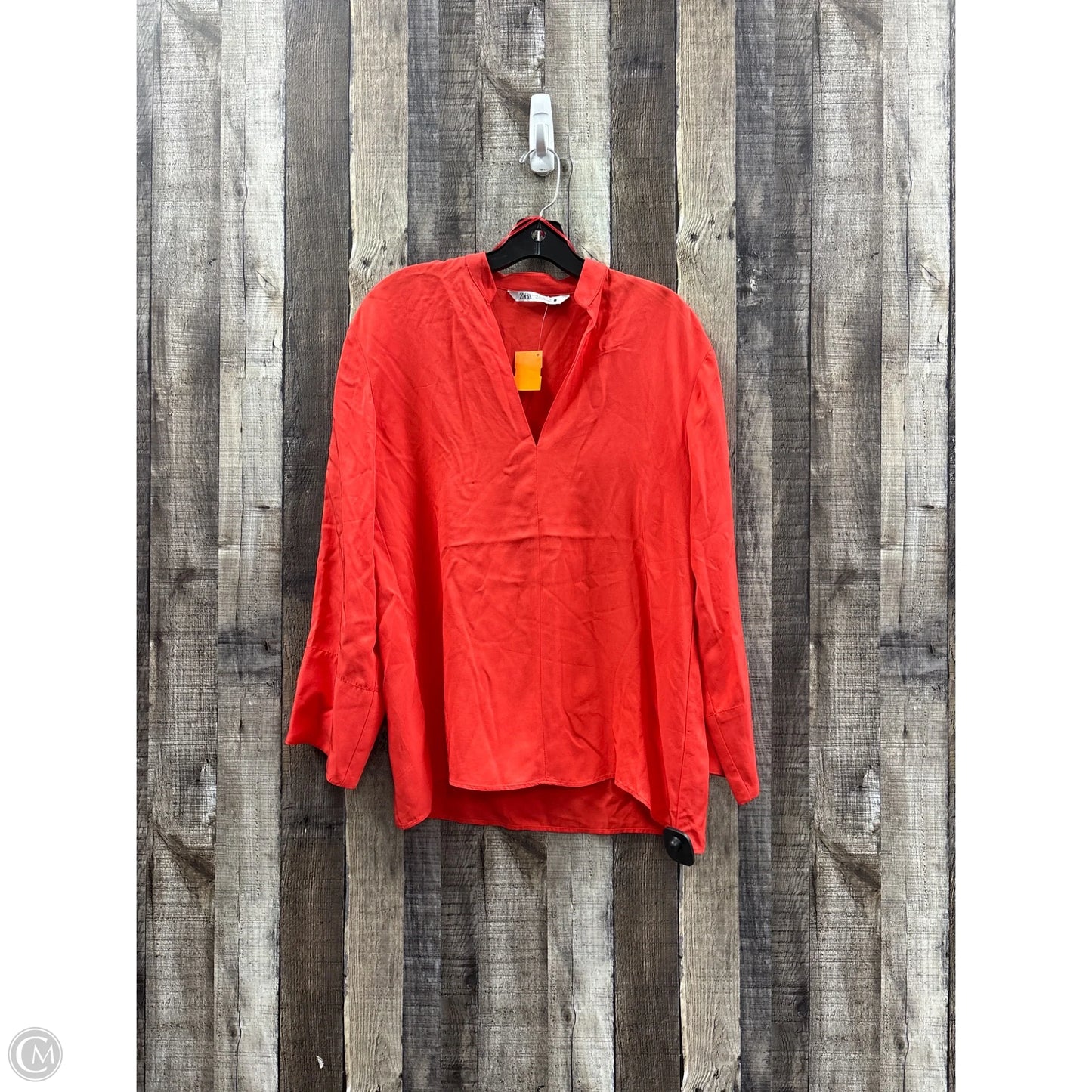 Top Long Sleeve By Zara In Red, Size: Xs