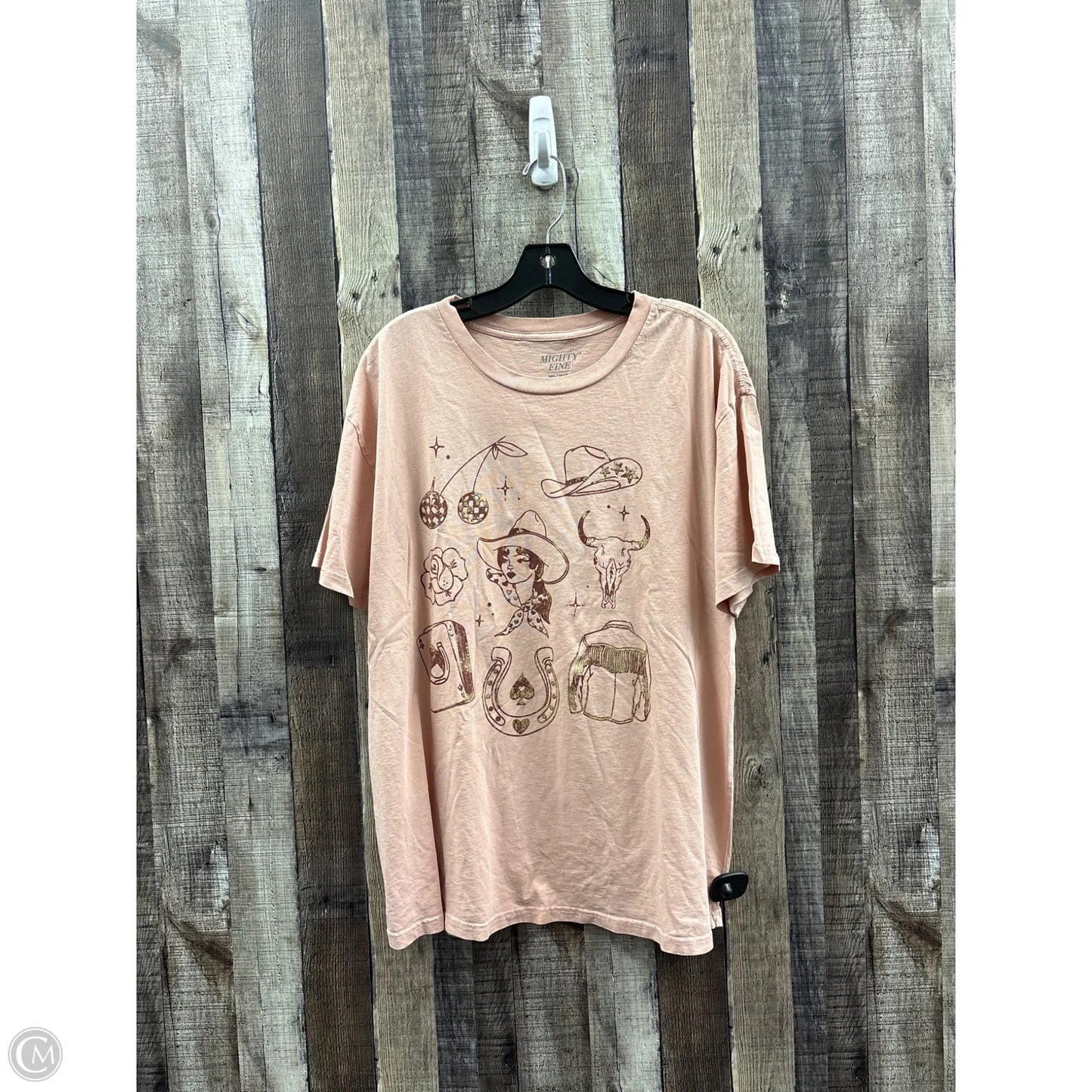 Top Short Sleeve By Mighty Fine In Peach, Size: M