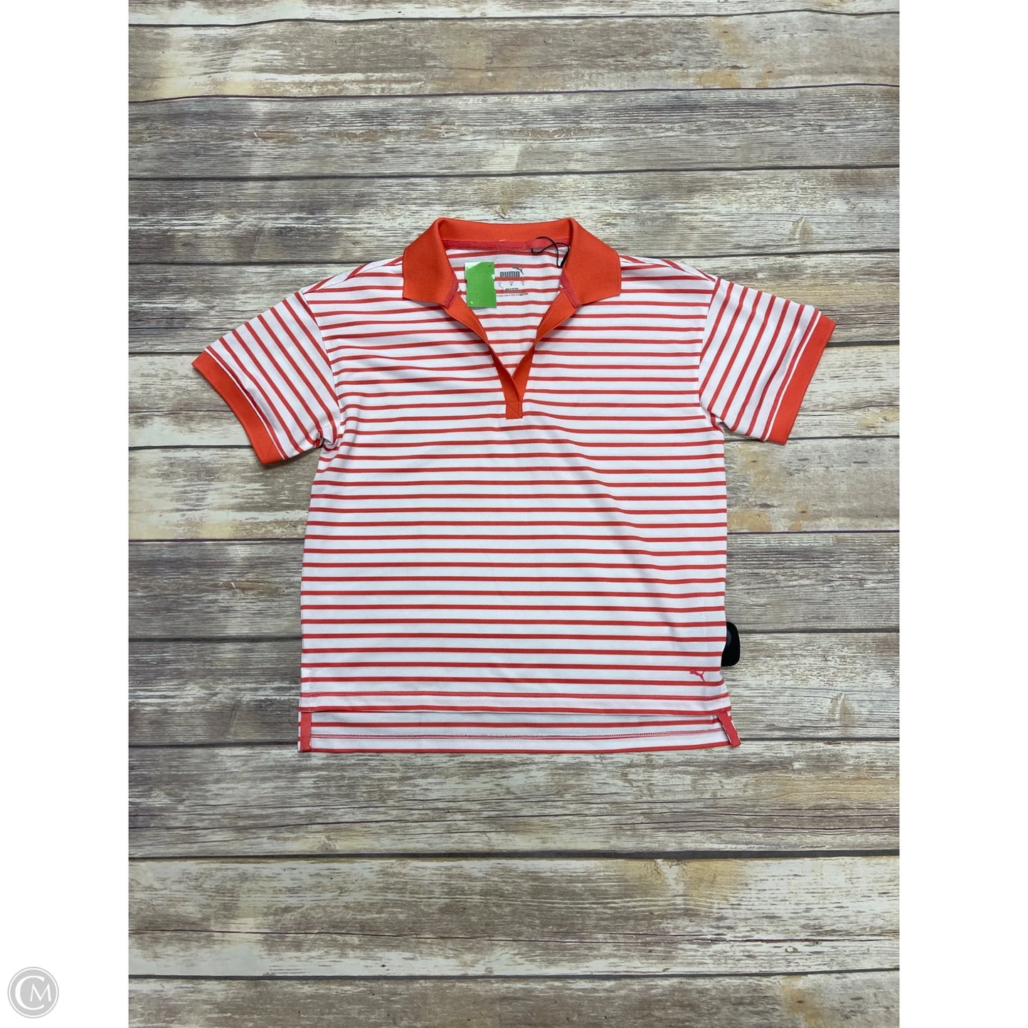 Athletic Top Short Sleeve By Puma In Striped Pattern, Size: S