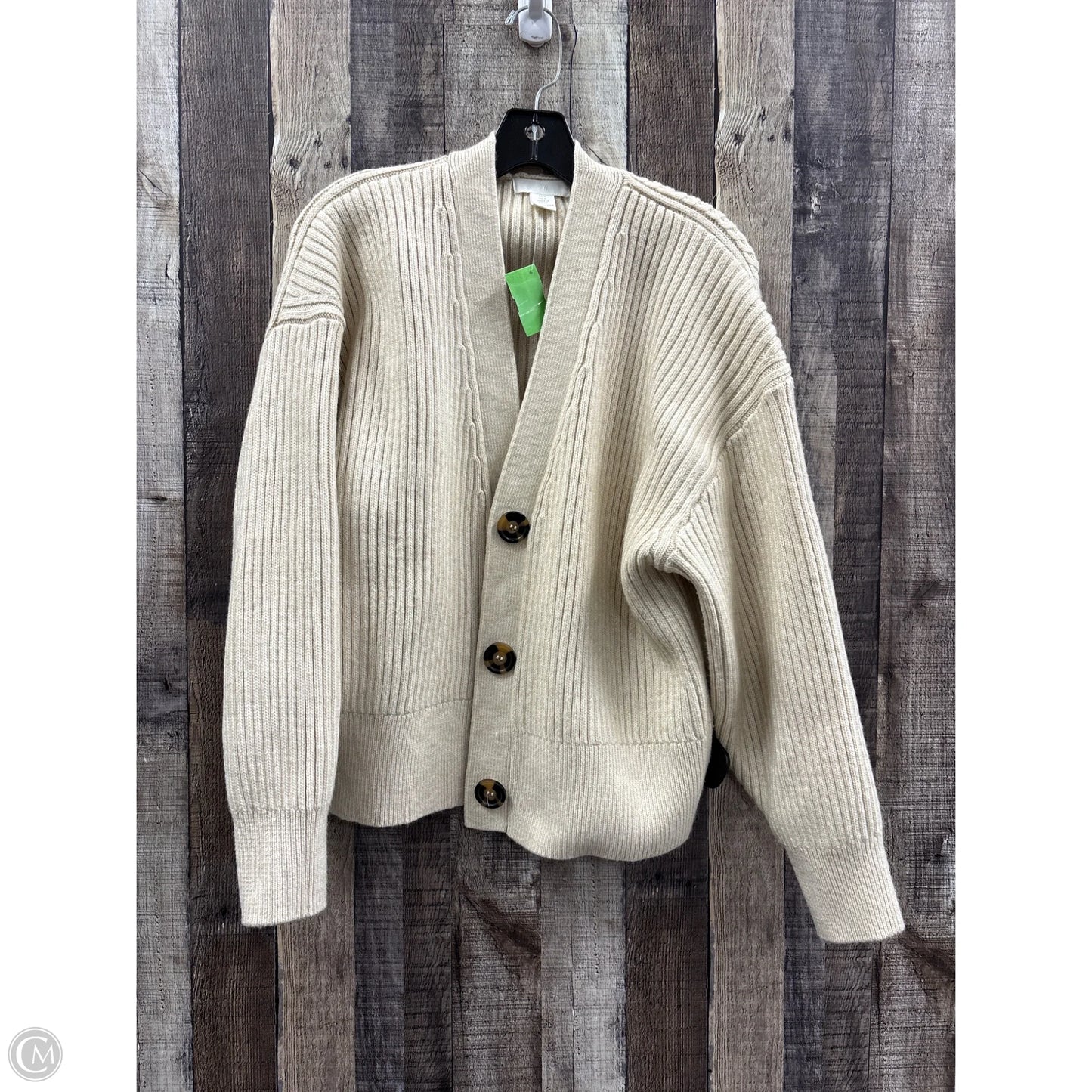 Sweater Cardigan By H&m In Tan, Size: M