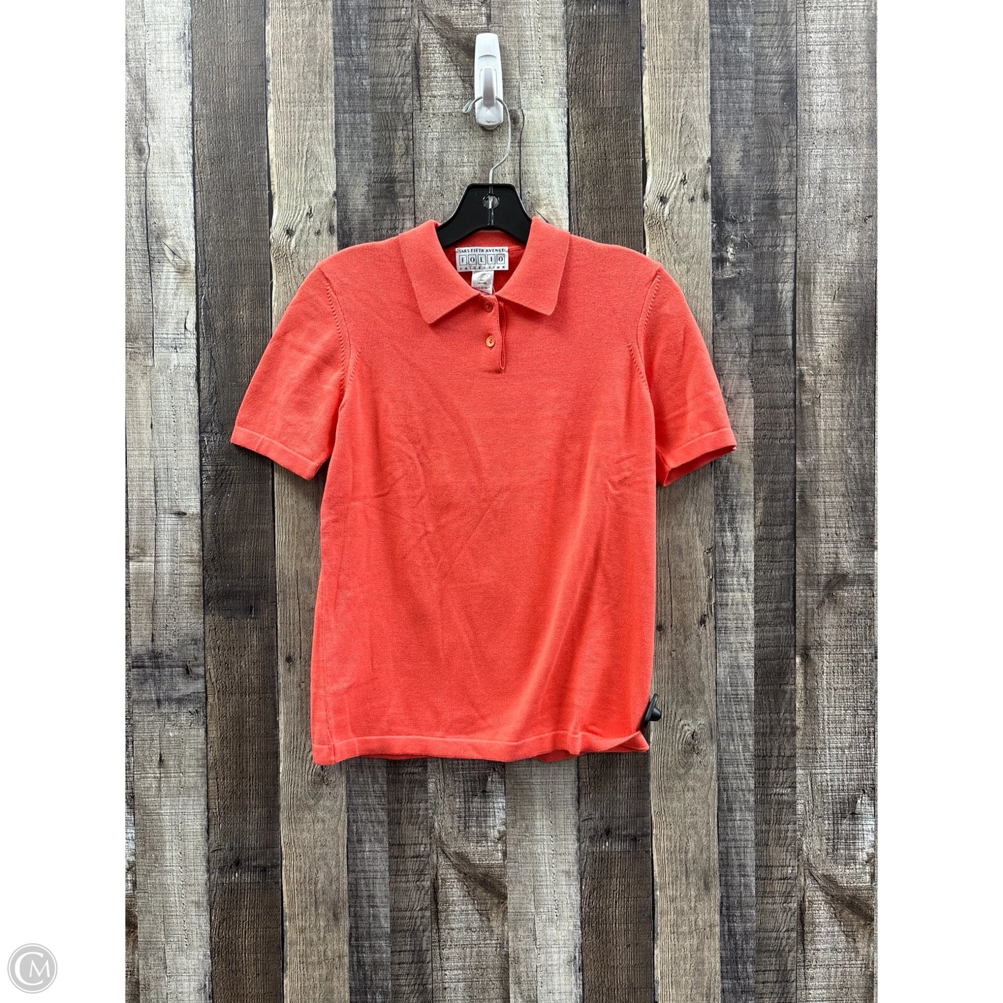 Top Short Sleeve By Saks Fifth Avenue In Coral, Size: M