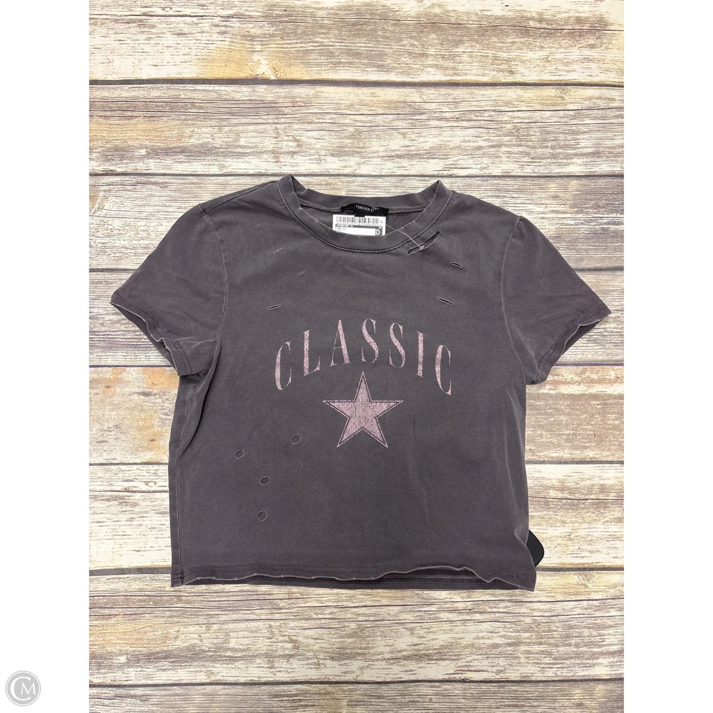 Top Short Sleeve By Forever 21 In Grey, Size: M