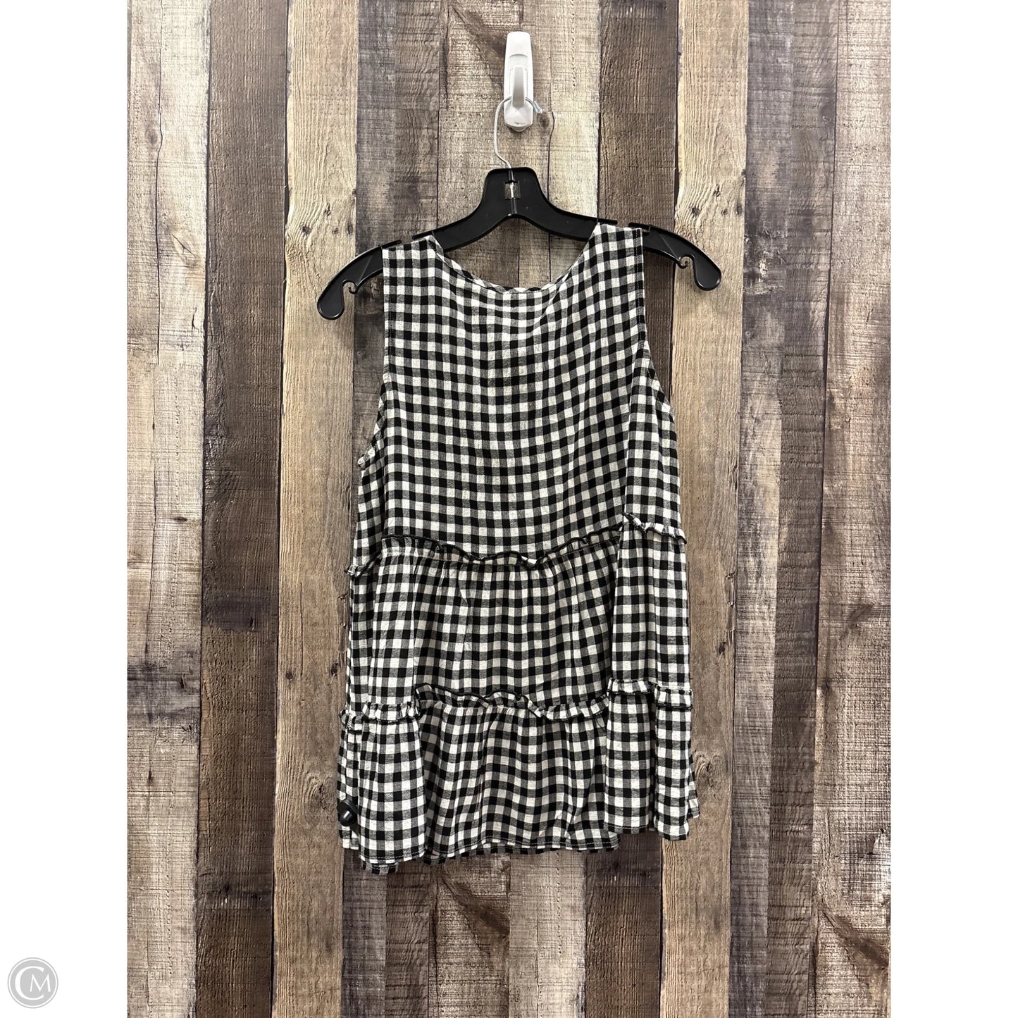 Top Sleeveless By Hem & Thread In Black & White, Size: S