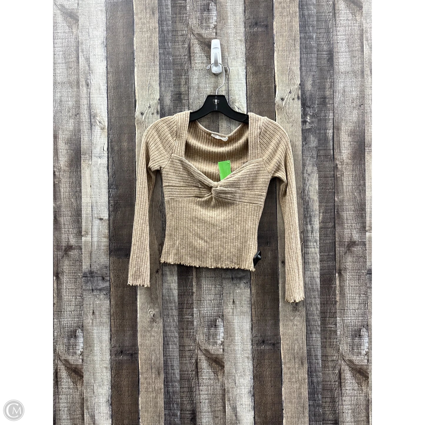 Top Long Sleeve By Lush In Tan, Size: S