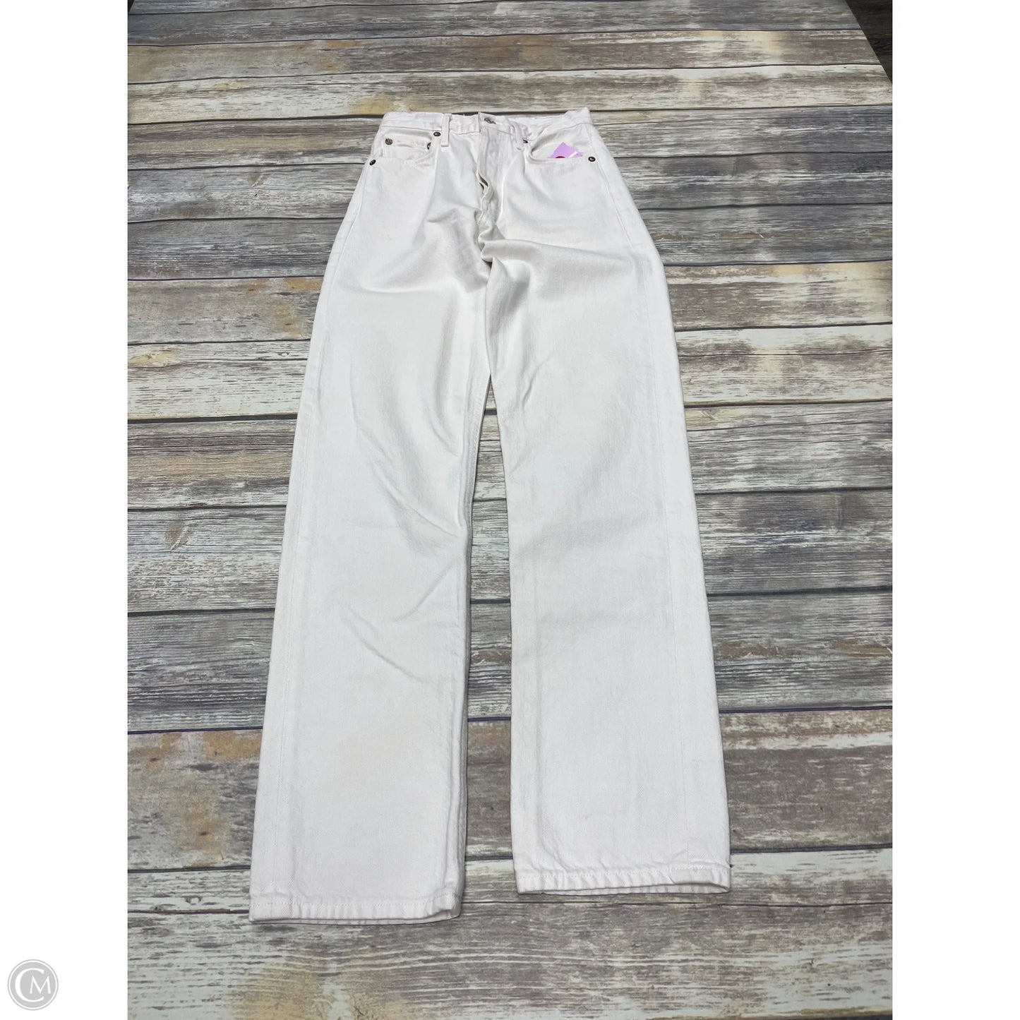 Jeans Straight By Agolde In Ivory, Size: 0