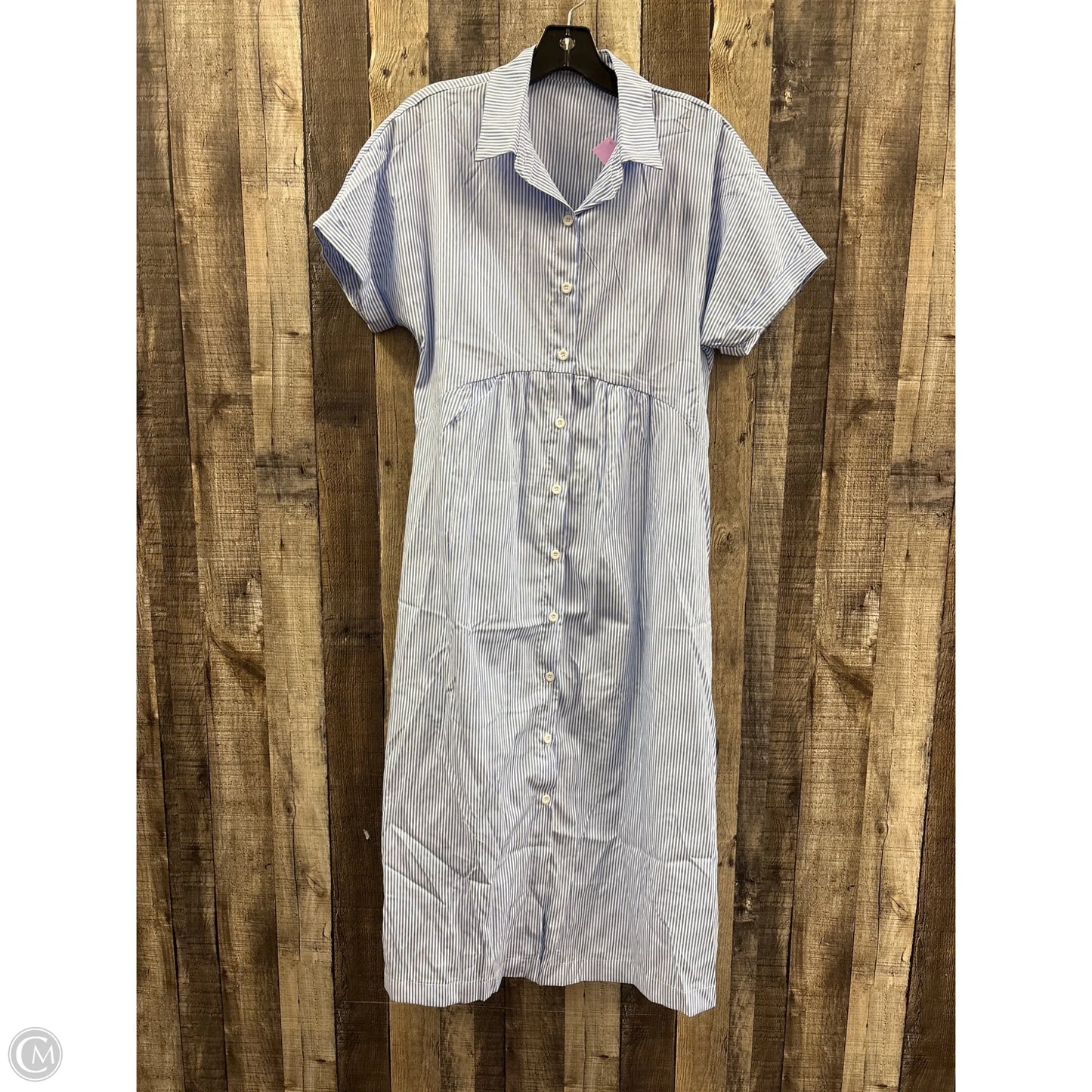 Dress Casual Maxi By Cmf In Blue & White, Size: L