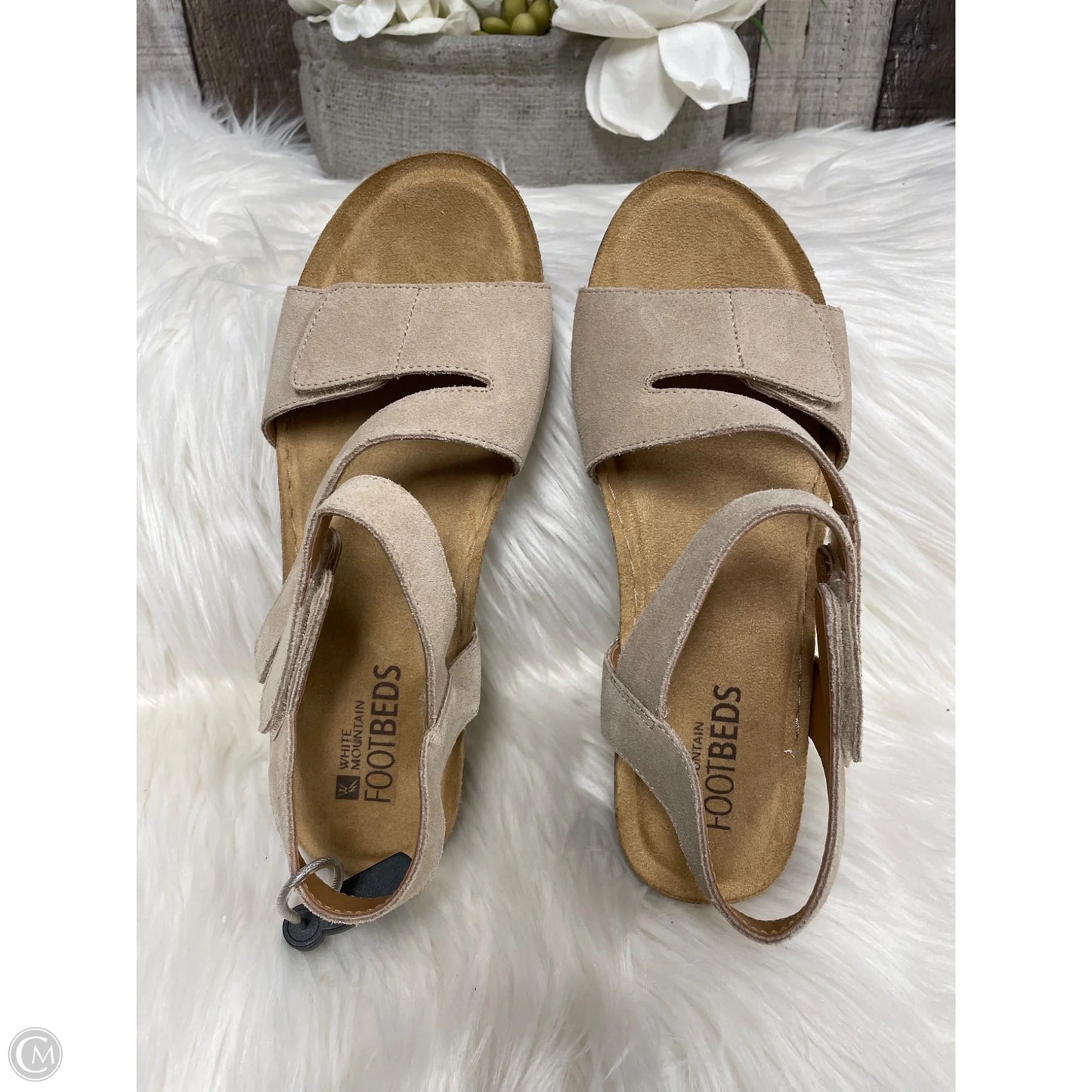 Sandals Heels Wedge By White Mountain In Tan, Size: 8.5