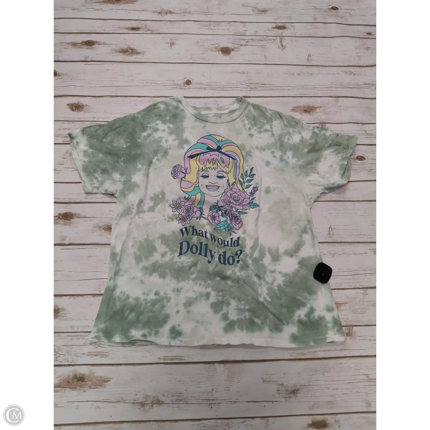 Top Short Sleeve By Cme In Green & White, Size: M