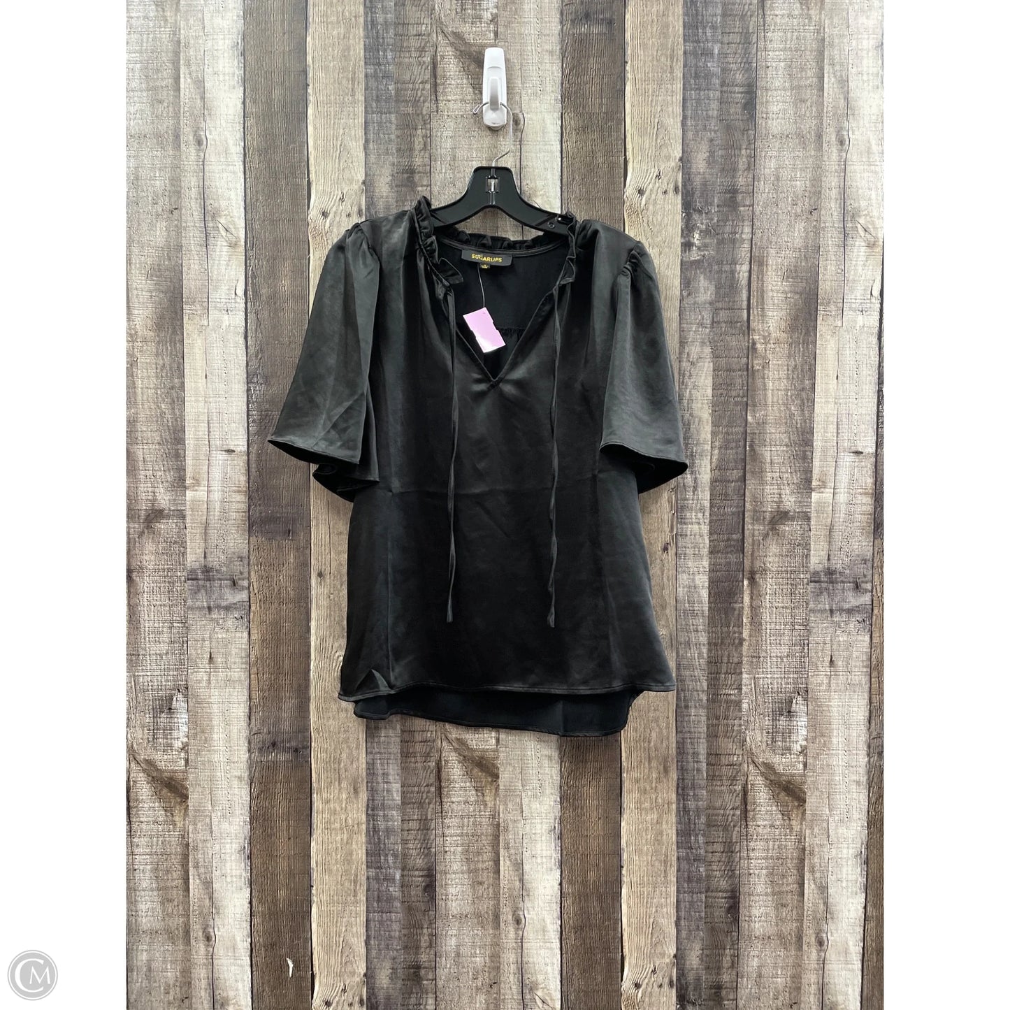 Top Short Sleeve By Sugar Lips In Black, Size: M