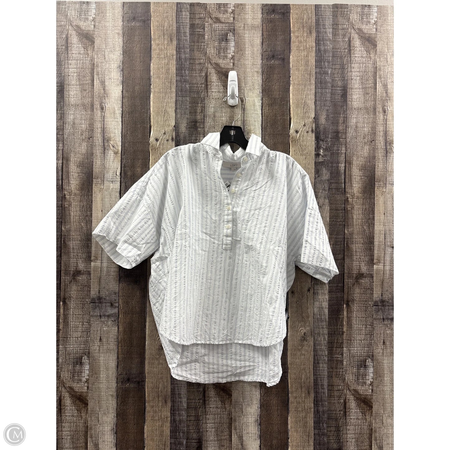 Top Short Sleeve By Loft In Blue & White, Size: S