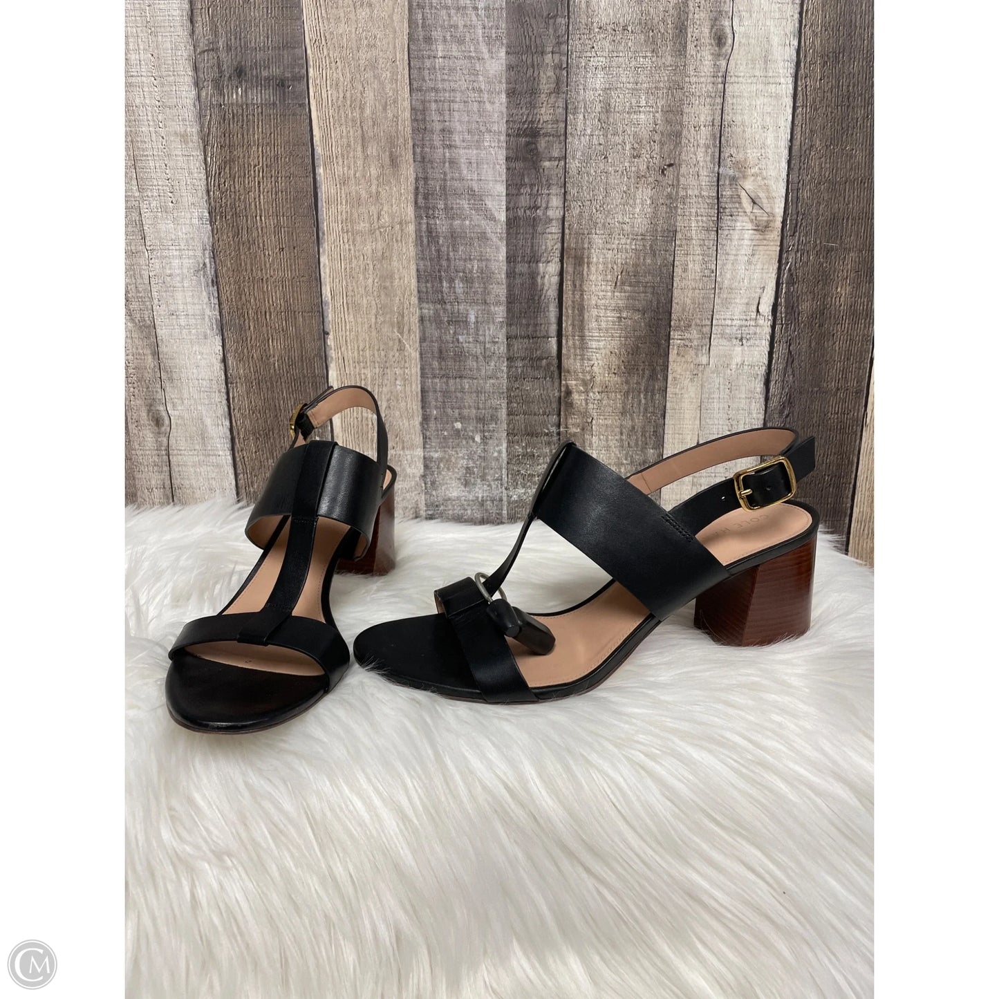 Sandals Heels Block By Cole-haan In Black & Brown, Size: 10