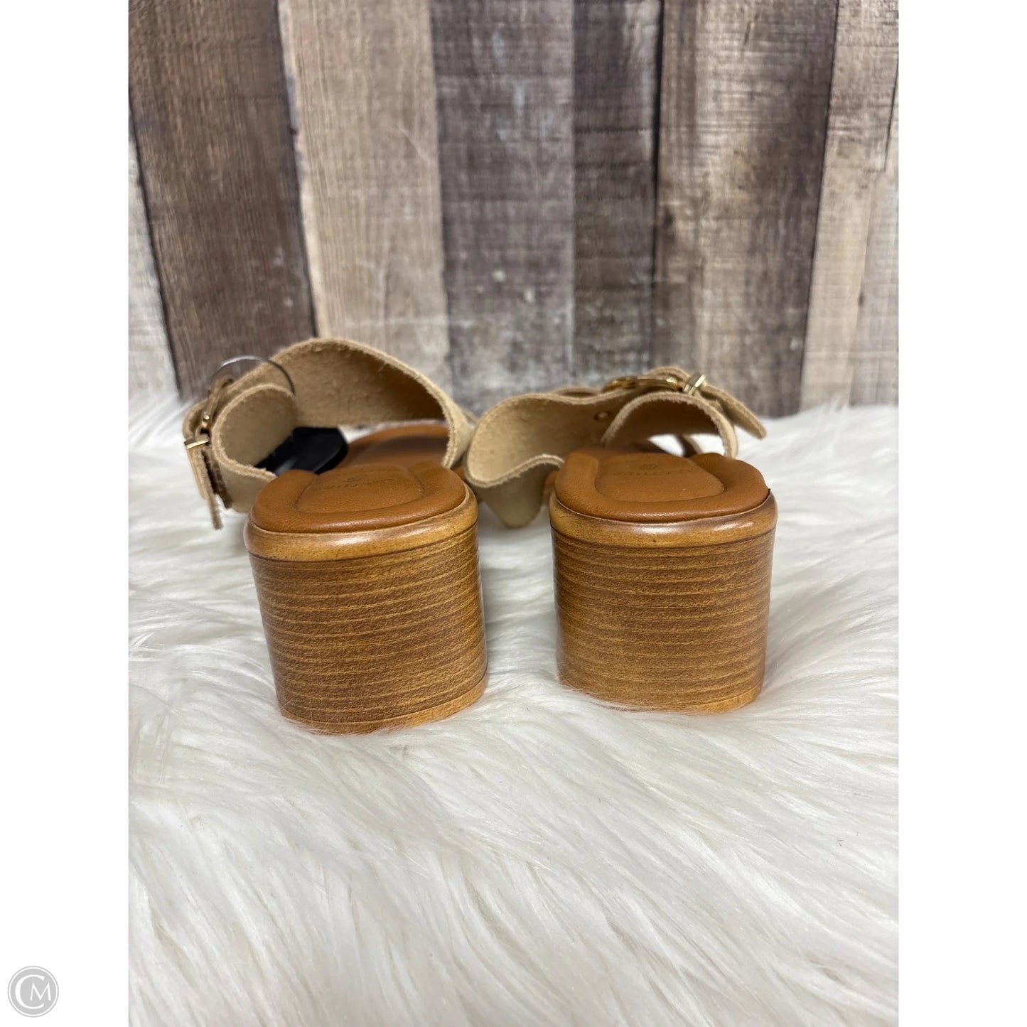Sandals Heels Block By Italian Shoemakers In Tan, Size: 8